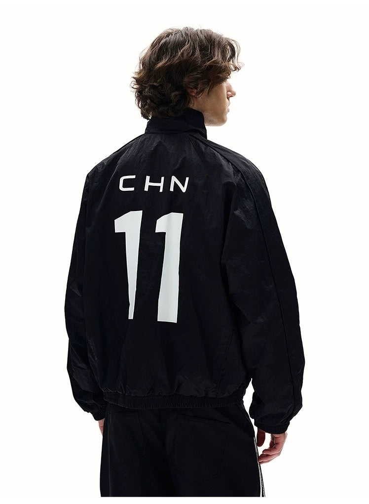 American Letter Print Jacket – Vintage Streetwear Varsity Zip Jacket T0026