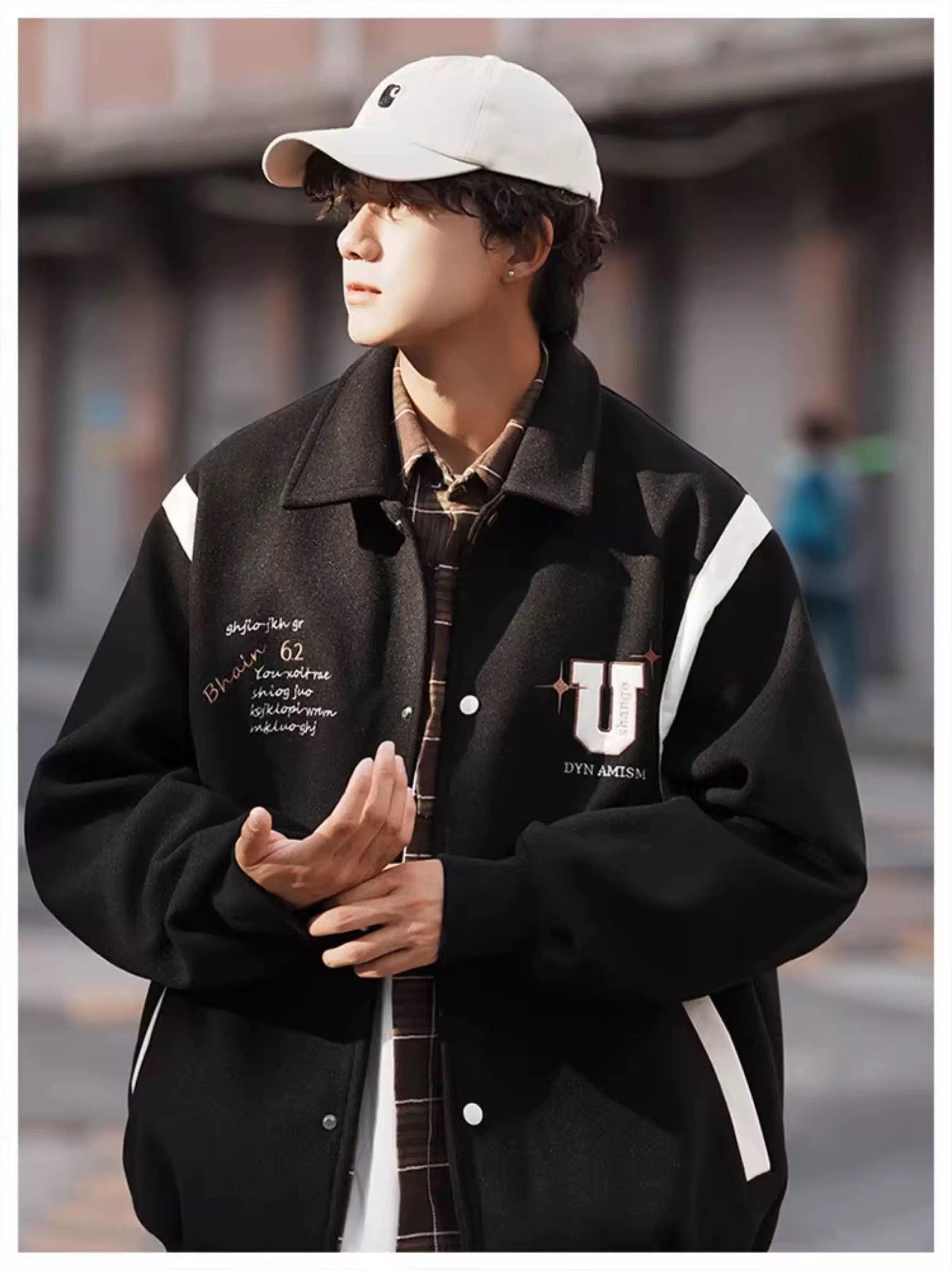 Chaqueta corta de lana – Prenda de abrigo vintage estilo urbano americano T0024