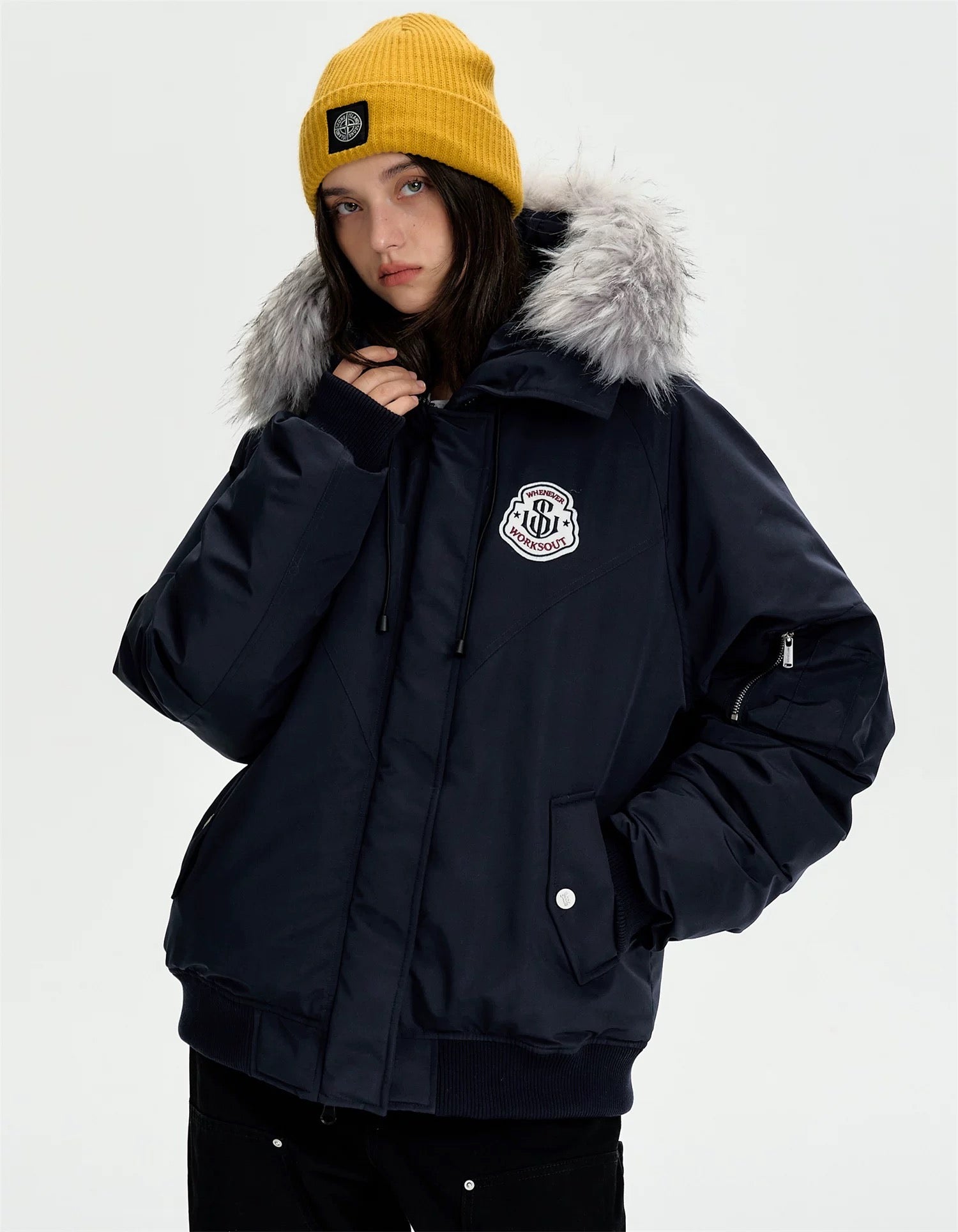 Detachable Fur Hooded Parka – Vintage American Winter Cotton Jacket T0030