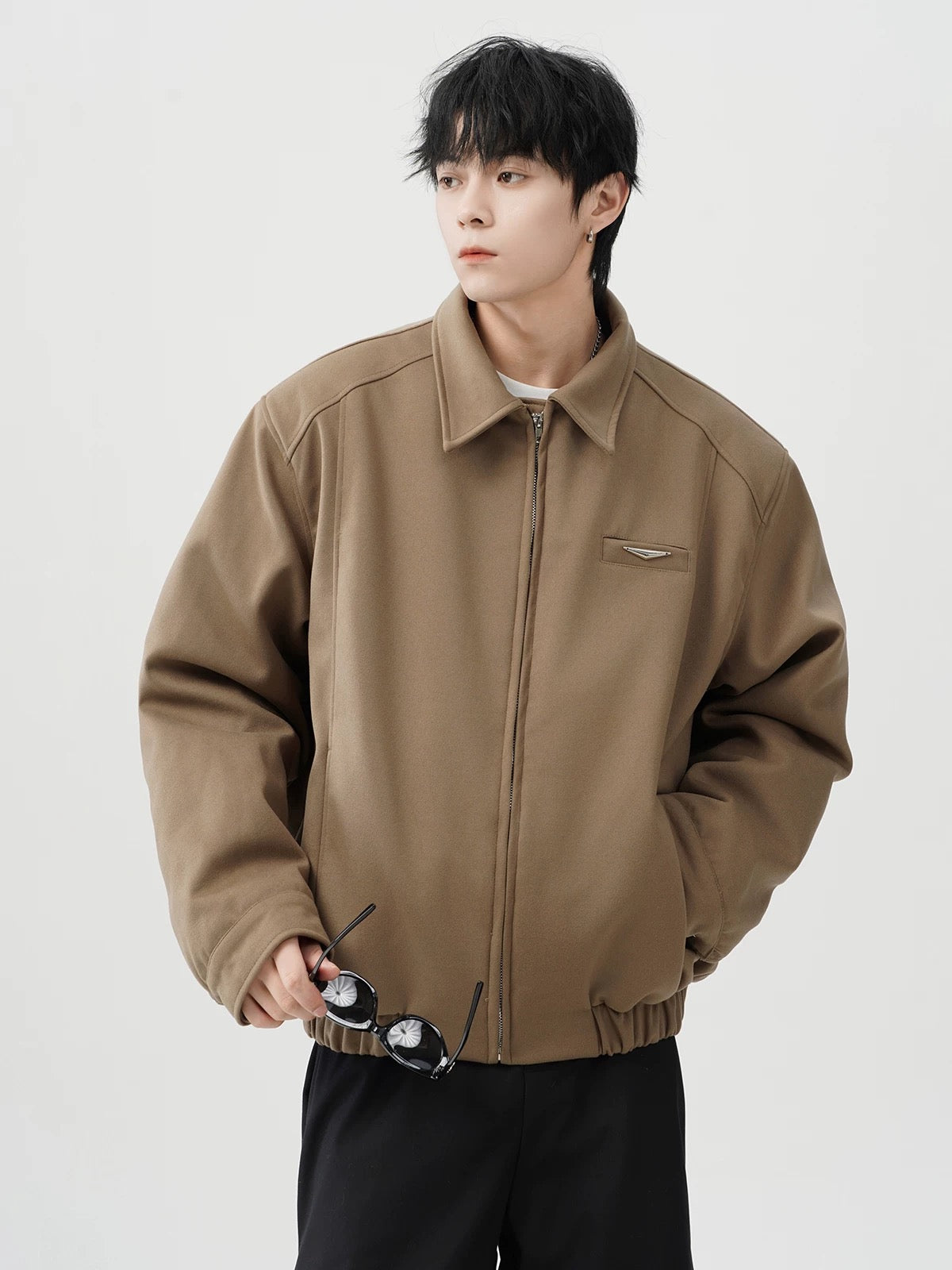 Chaqueta acolchada vintage americana – Abrigo retro de algodón con cuello vuelto para hombre T0022