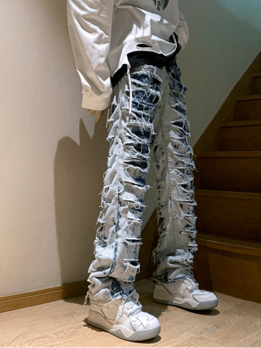 High street damage denim pants B0136