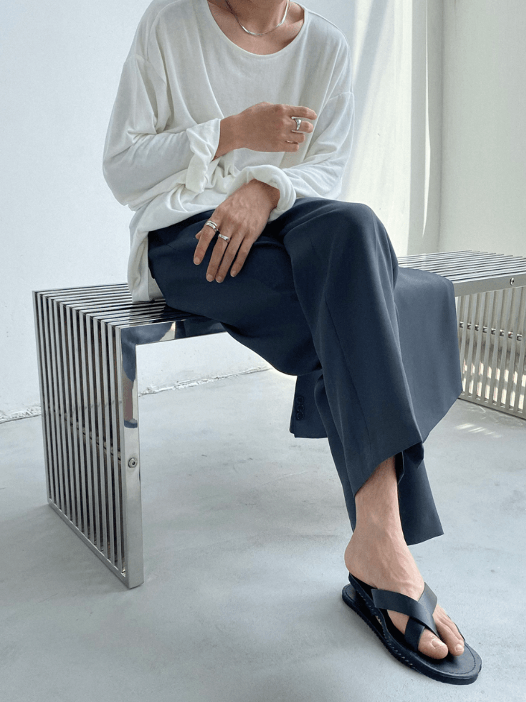 [GENESISBOY] Wool feel fabric high T-shirt J0103