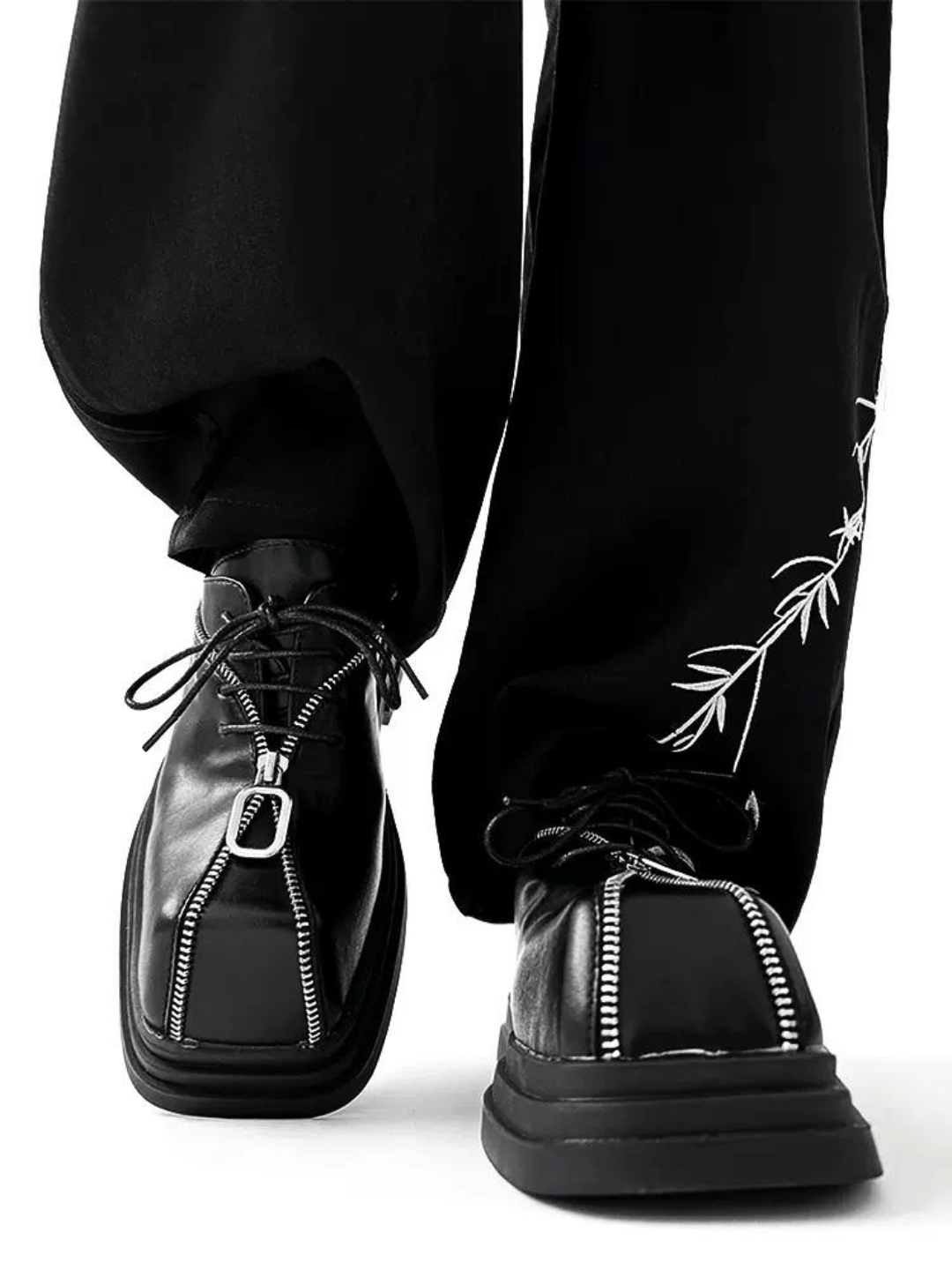 Square head leather shoes S037