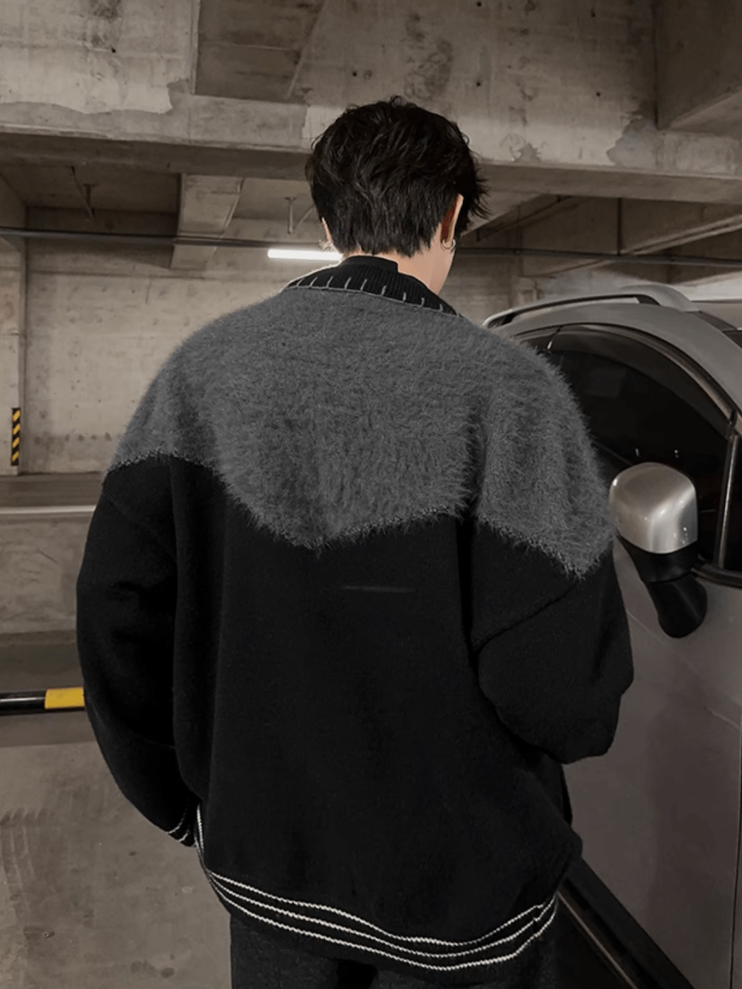 [JM HOMME] Clashing color loose sweater jacket S0160