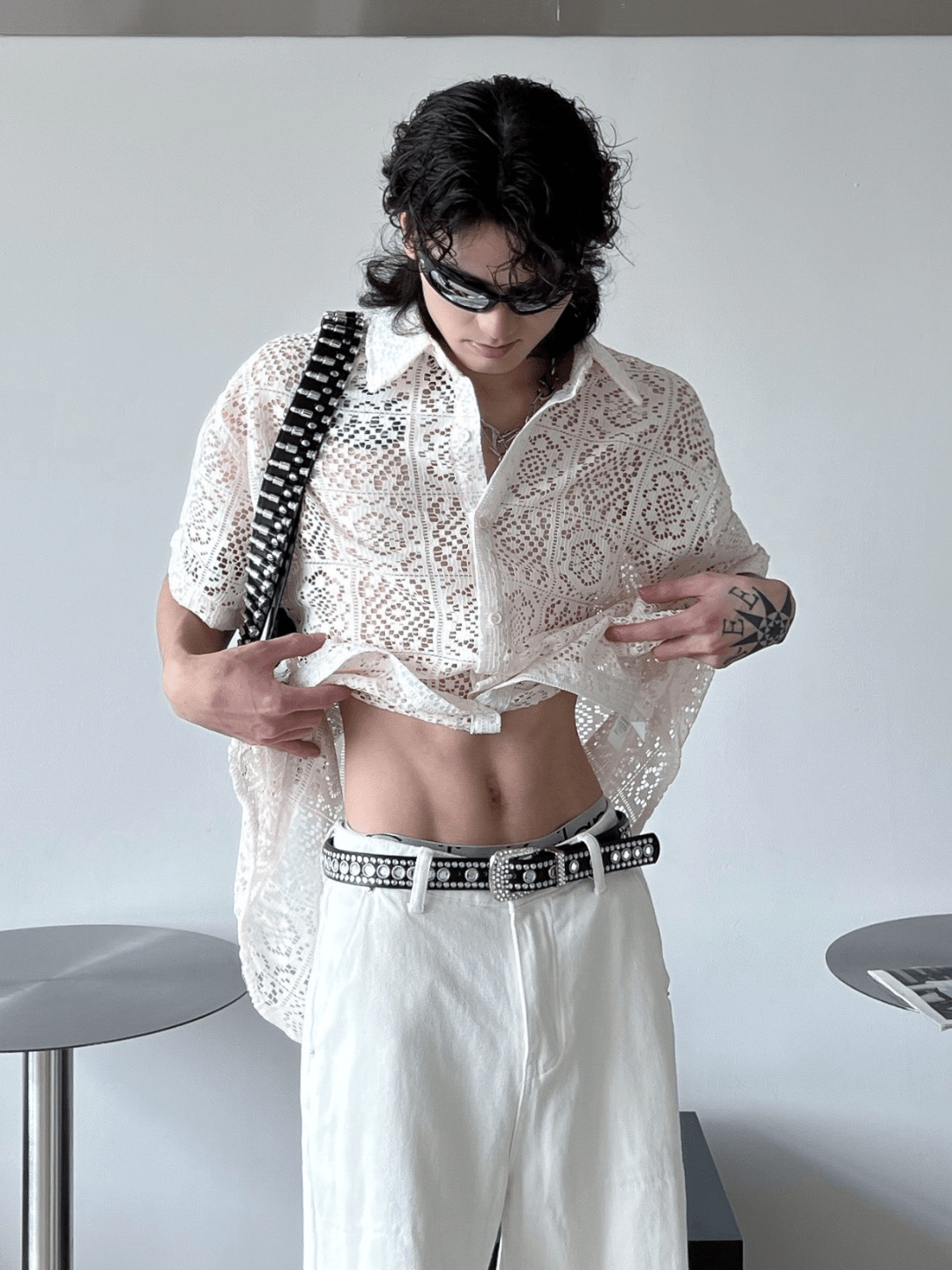 hollow design sense loose shirts J0123