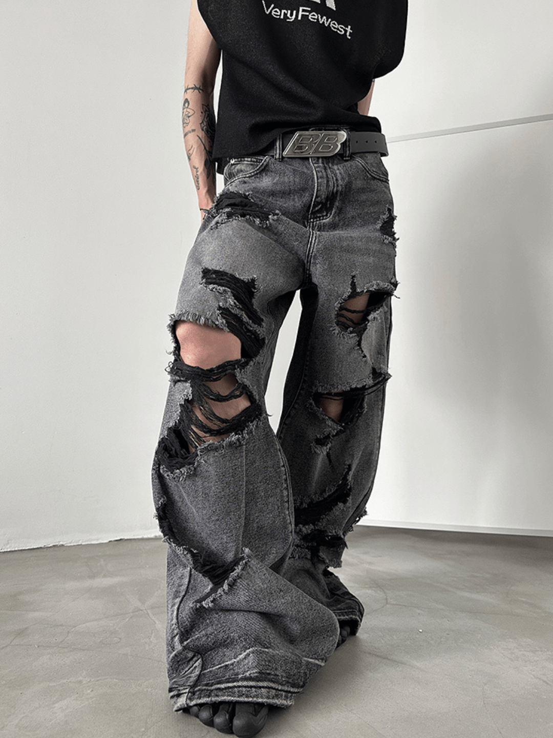 wash wide leg jeans B0126