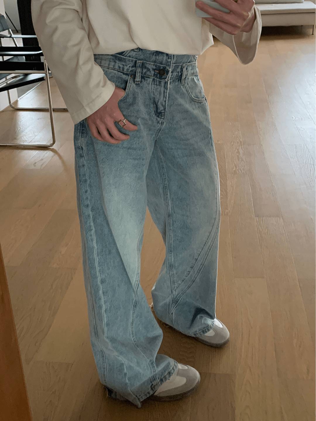 [ONELYC1NS] Double-waist Denim Pants B0131