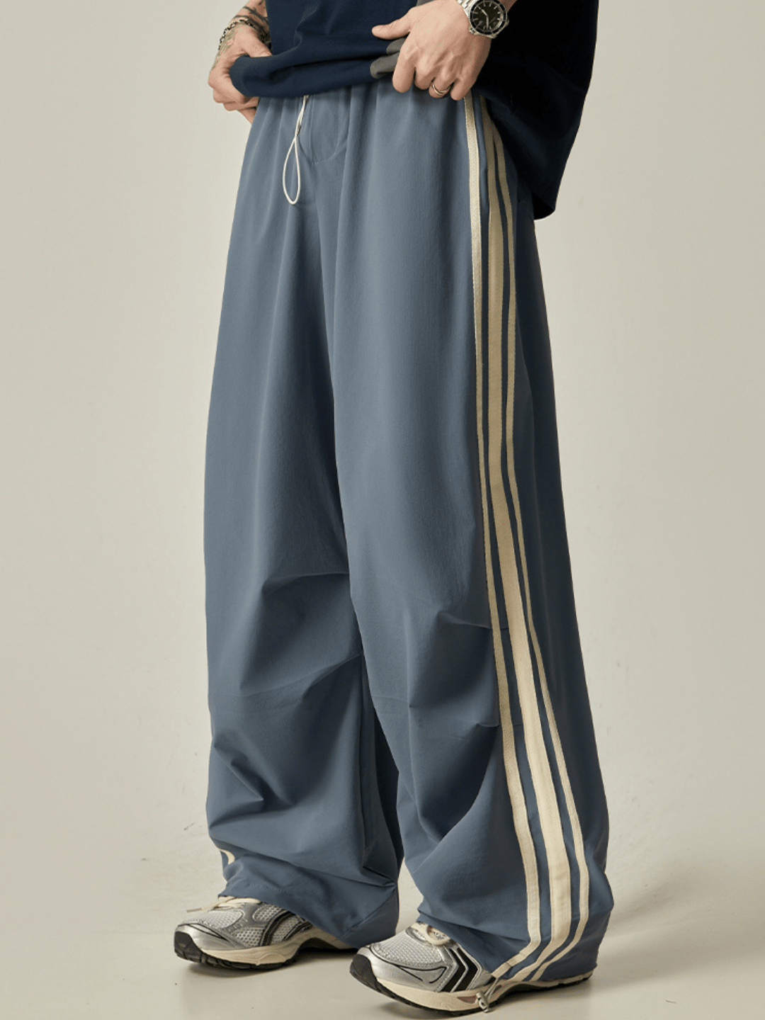 Striped loose wide-leg casual pants B0328