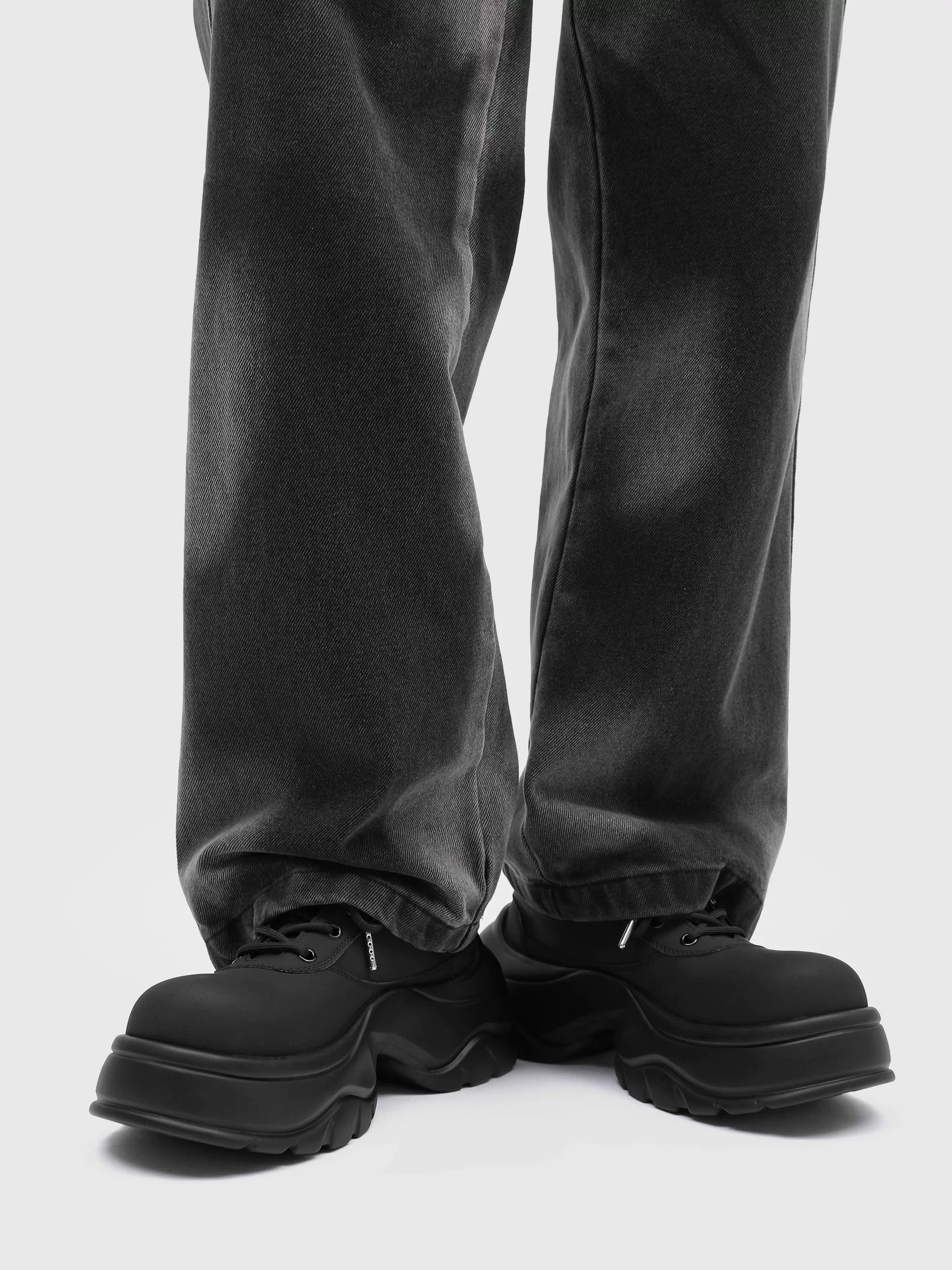 Zapatos Derby Parisinos Gruesos - Zapatos Dad con Plataforma en Negro Mate (Calzado de Lujo Unisex Estilo Guerrero Negro) S0007