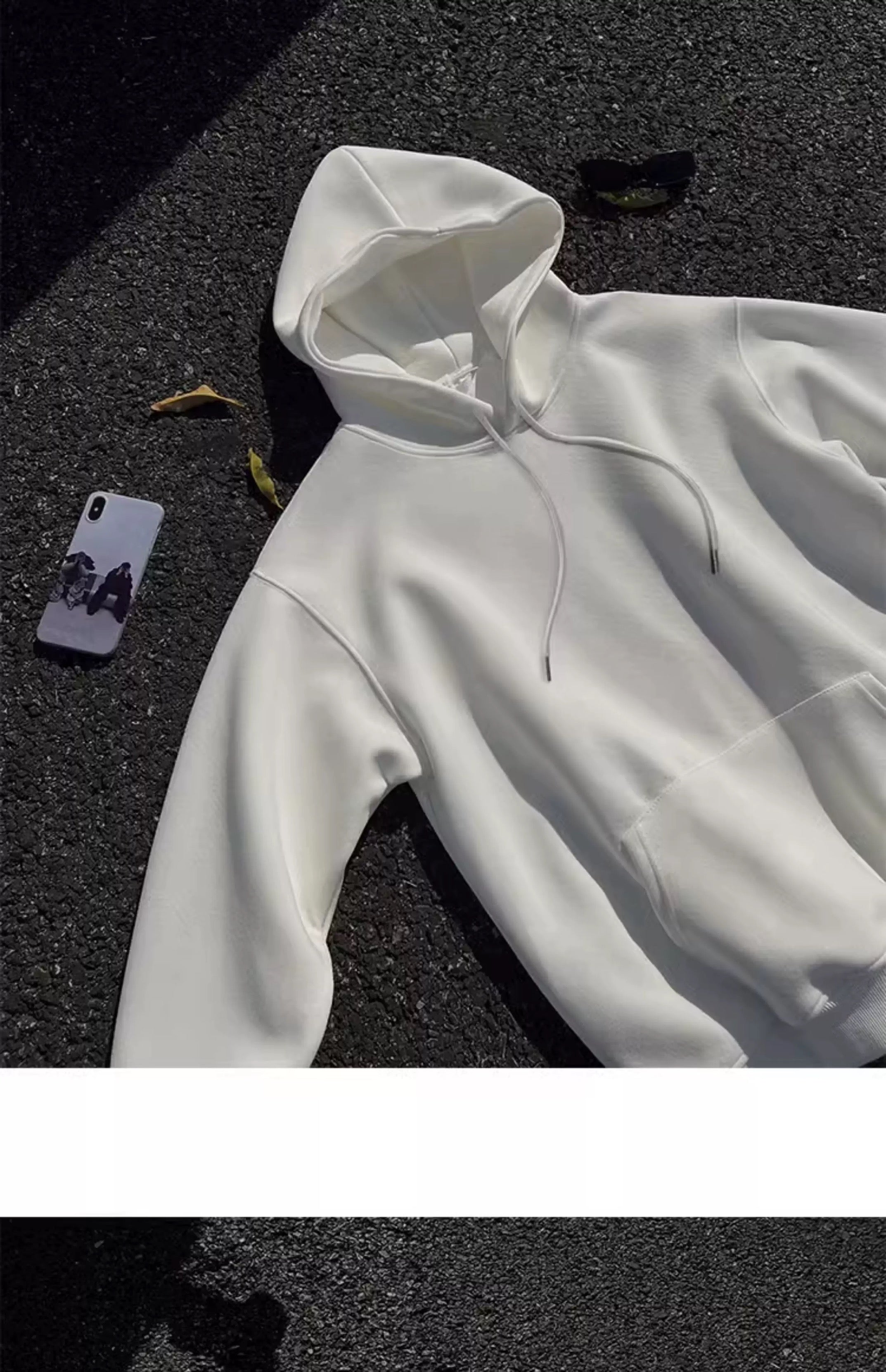 Sudadera con capucha gruesa de color liso para hombre: chaqueta informal holgada de estilo urbano para otoño e invierno T0072