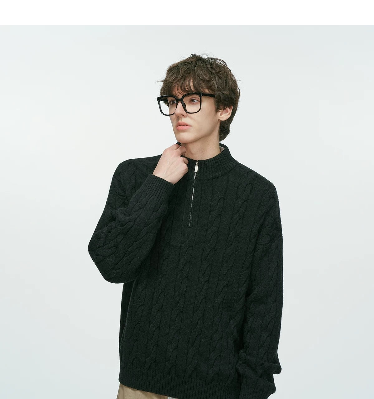 Men’s Old Money Half-Zip Cable Knit Sweater – Vintage Preppy Pullover Knitwear S0048