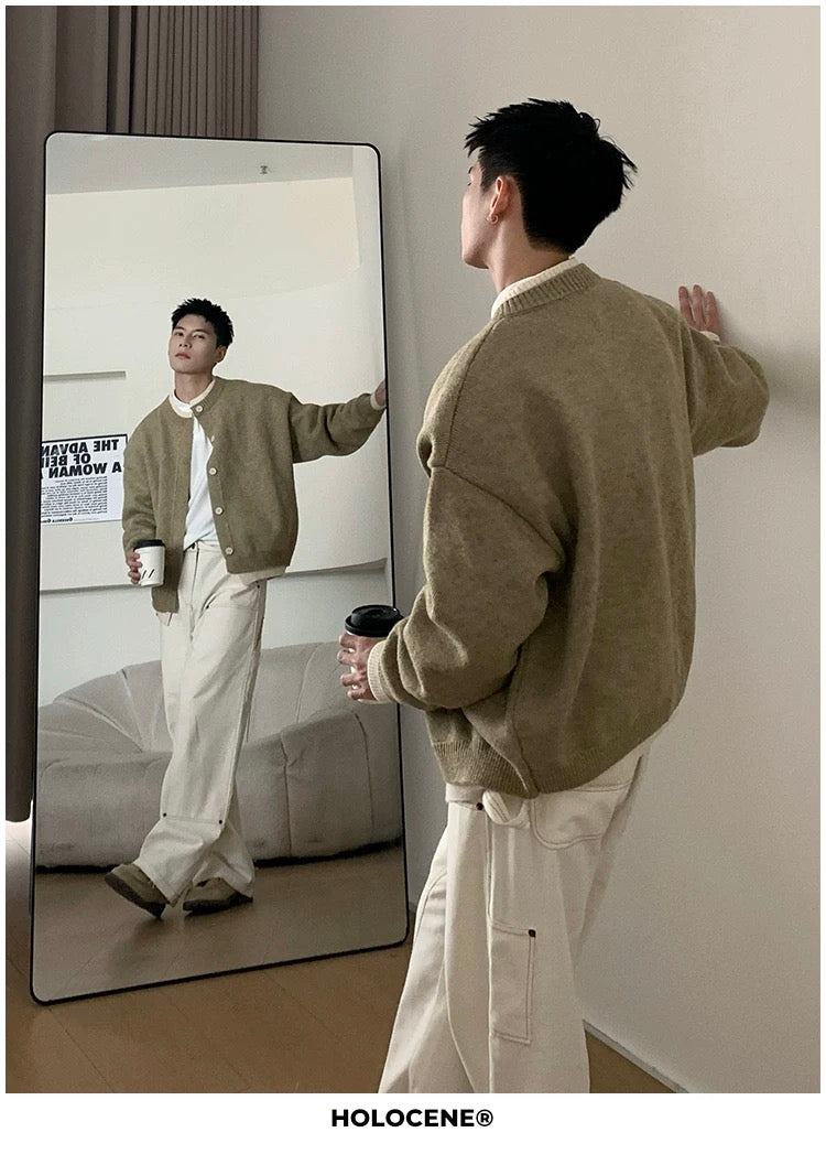 Men’s Japanese Vintage Layered Button Knit Sweater – Retro Street Casual Pullover S0044