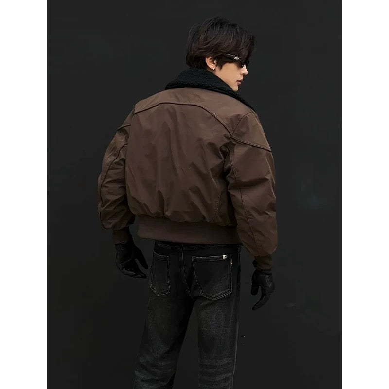 Chaqueta corta retro con cuello desmontable para hombre T0019