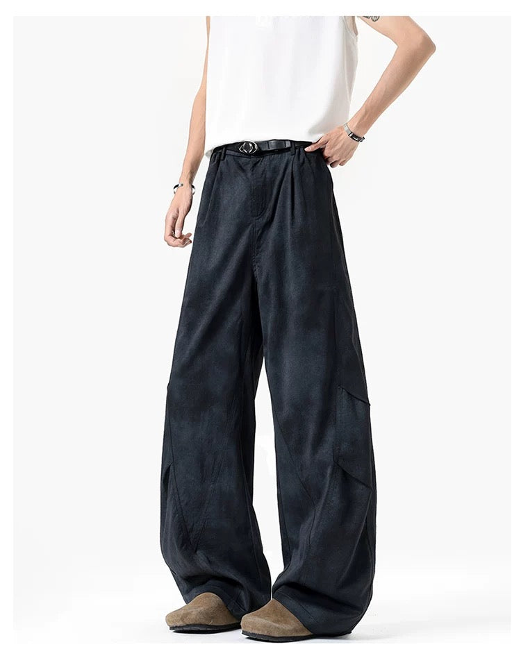 Wrinkled Washed Cargo Pants – American Vintage Dirty Dye Workwear Trousers B0048