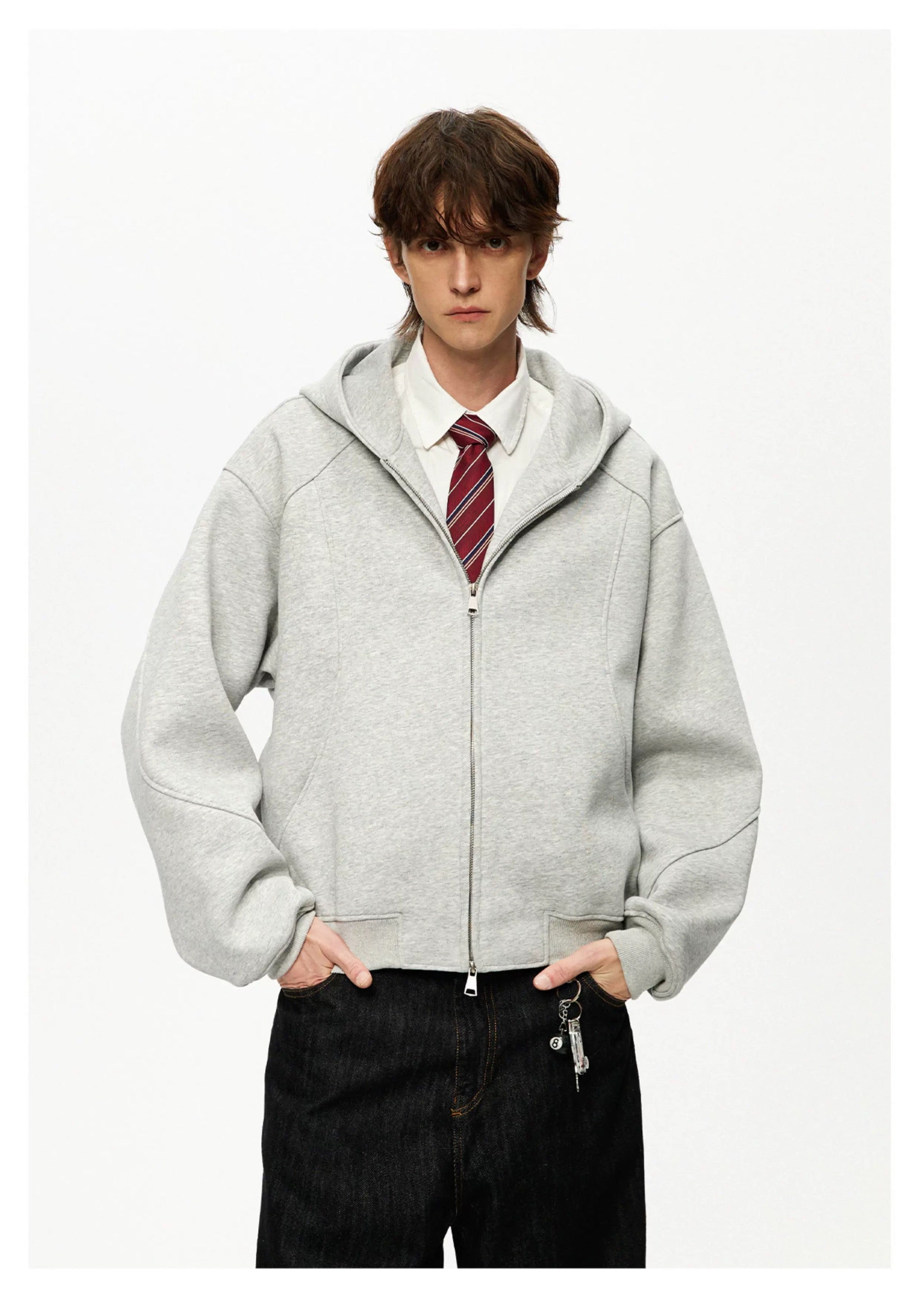 Men’s Cropped Zip-Up Hoodie – American Street Minimal Short Hoodie Jacket S0047