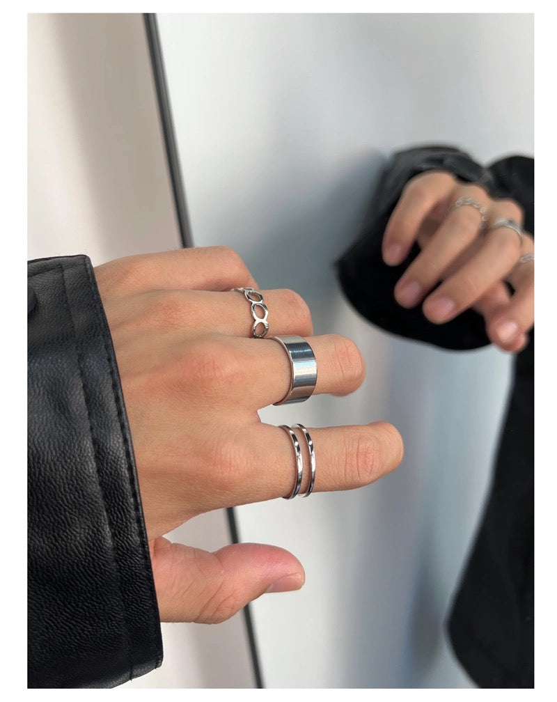Juego de 3 anillos unisex de acero y titanio | Anillos minimalistas de hip hop resistentes al desvanecimiento para estilo urbano O0006