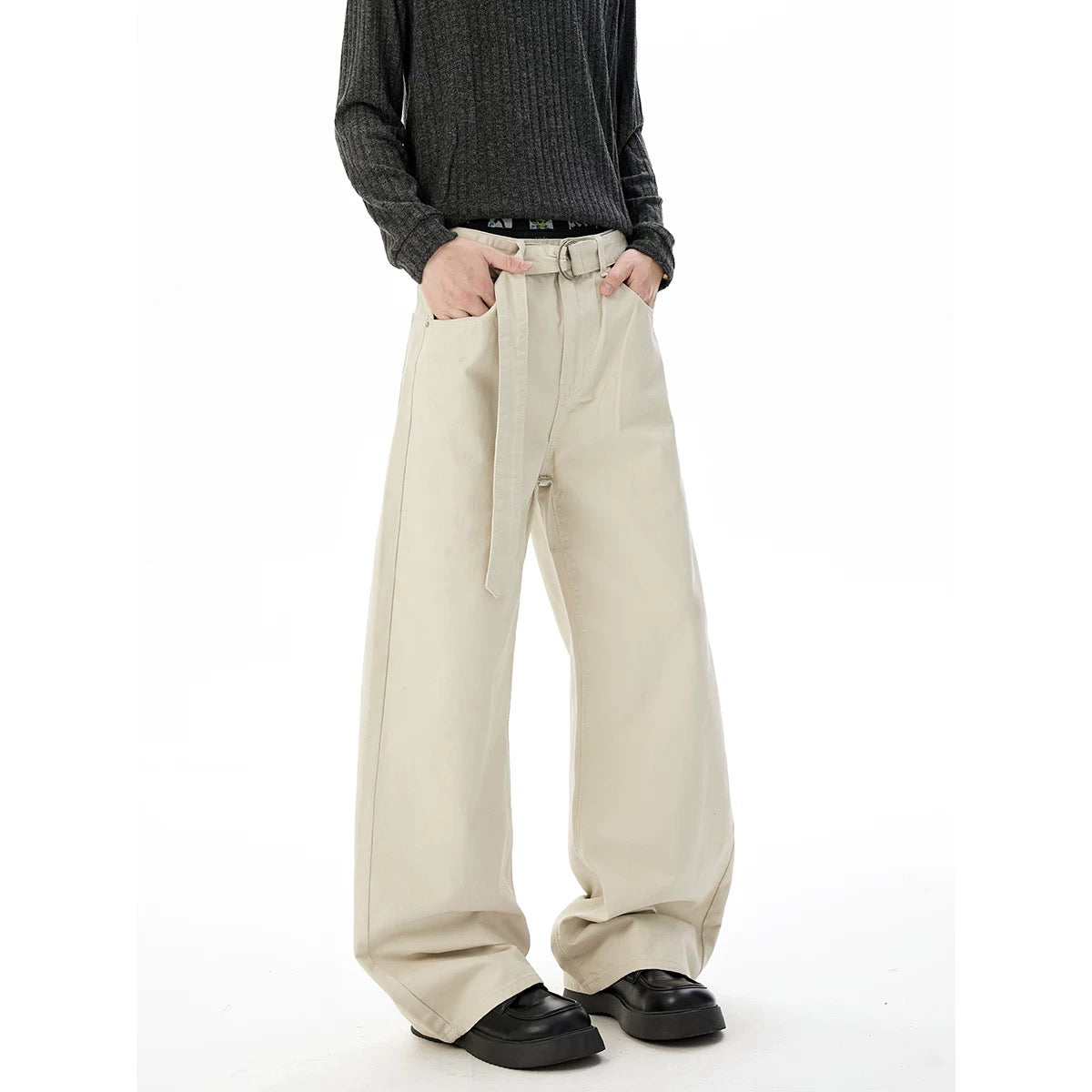Men’s Vintage Clean Fit Cargo Pants – Loose Straight Utility Street Trousers B0067