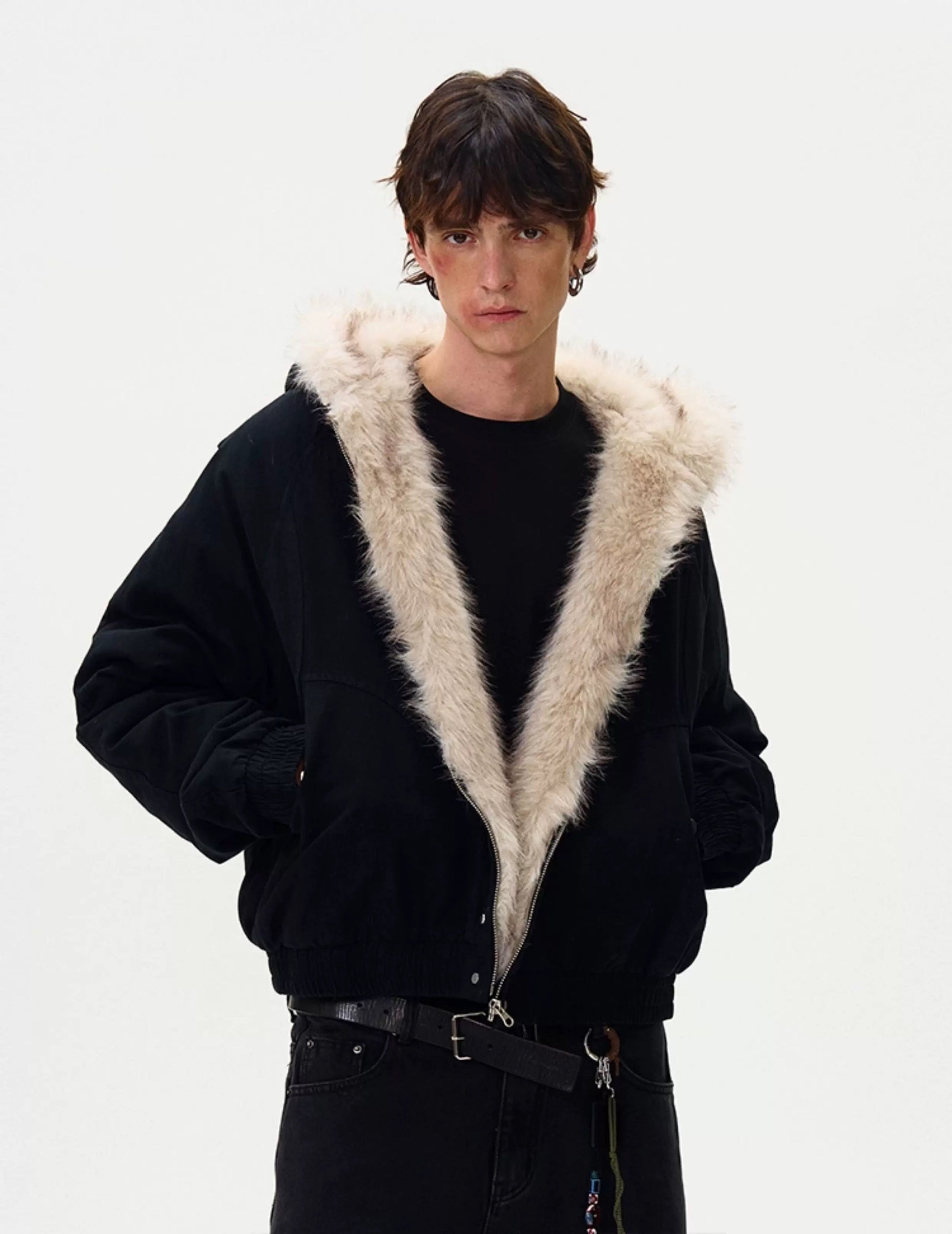 American Vintage Deconstructed Fleece-Lined Jacket – Retro Streetwear Outerwear T0227