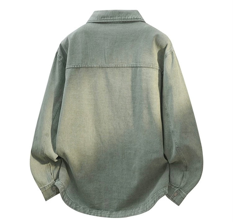 Men’s Vintage Distressed Denim Jacket – American Retro Streetwear Outerwear S0058