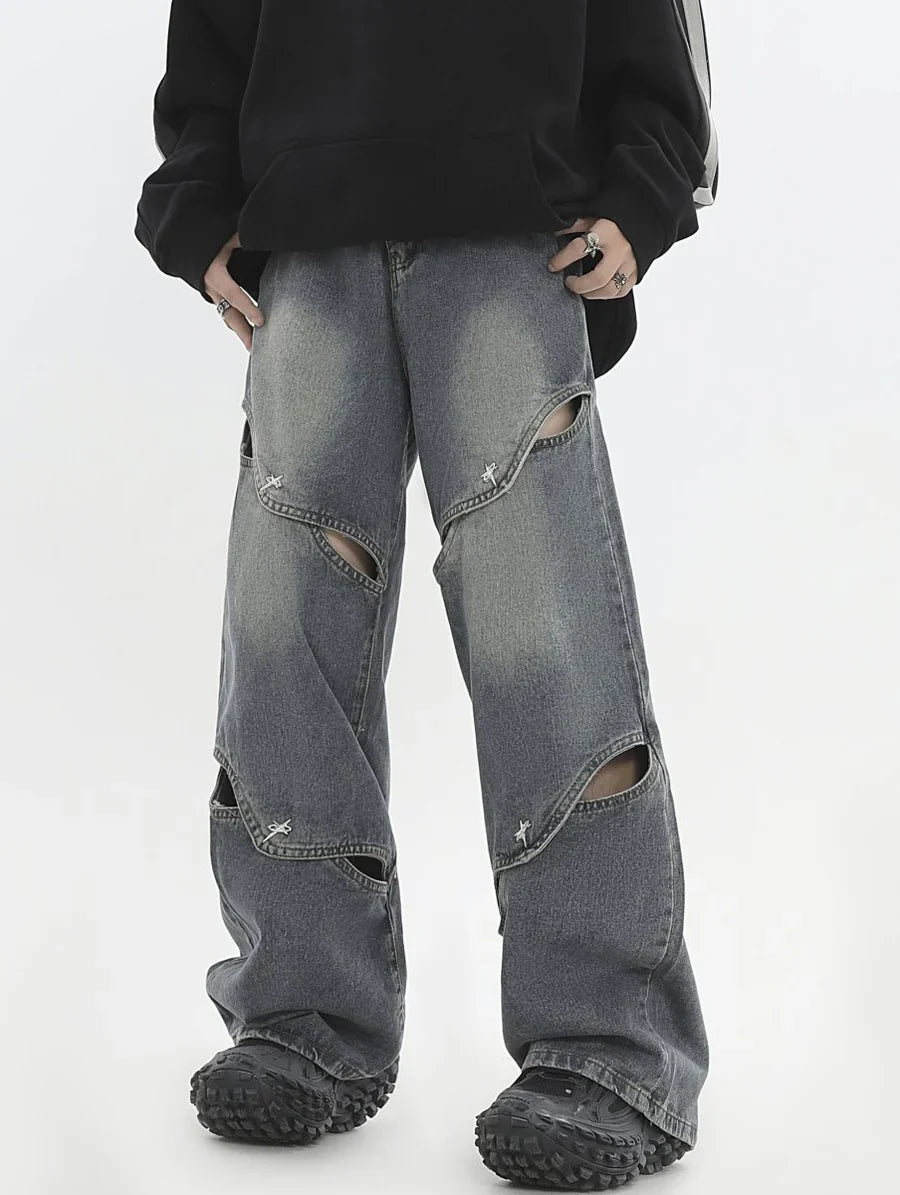 METAL HOLE BREAKING JEANS B0167