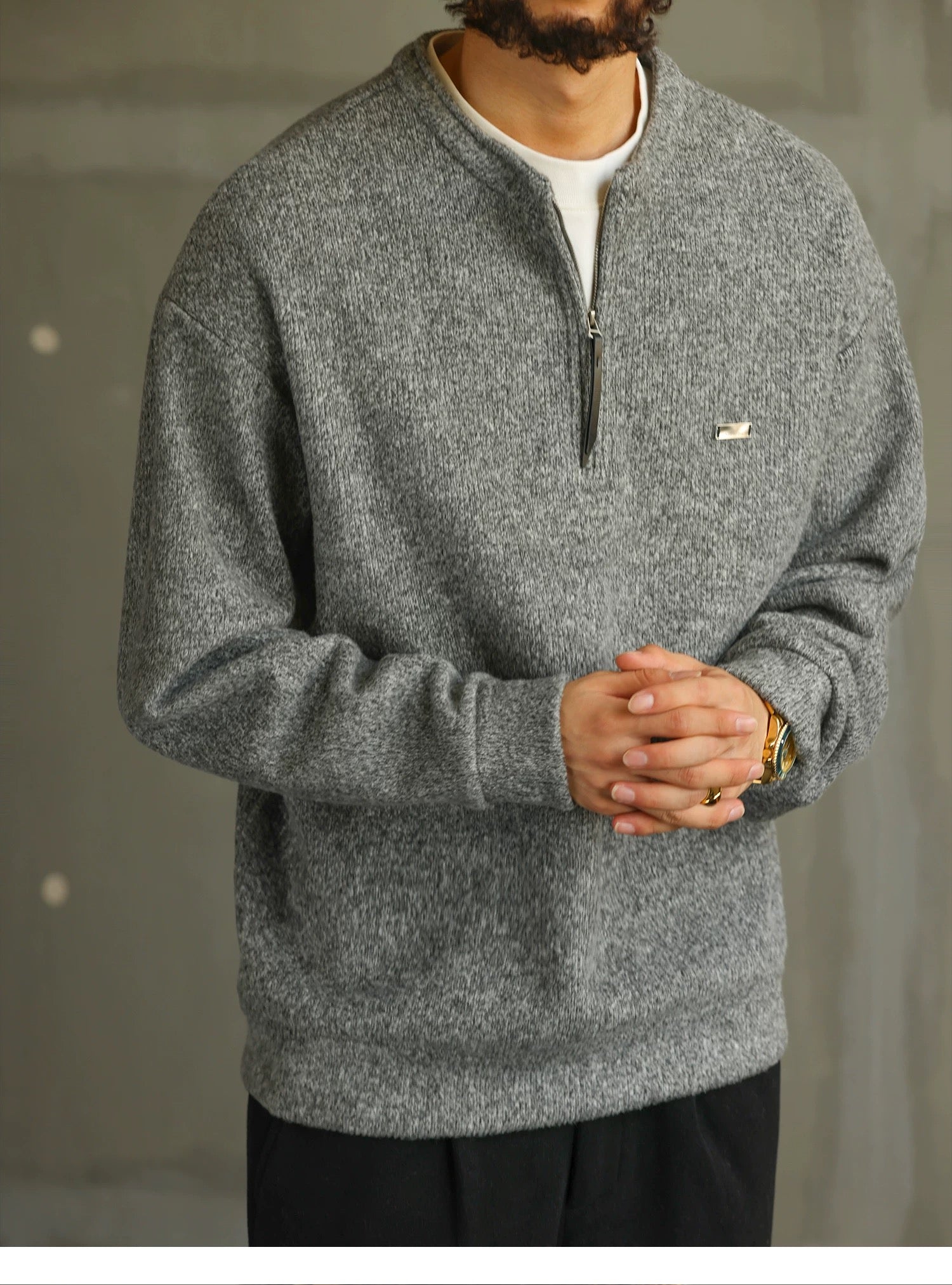 Men’s Zip-Up Knit Cardigan Sweater S0022