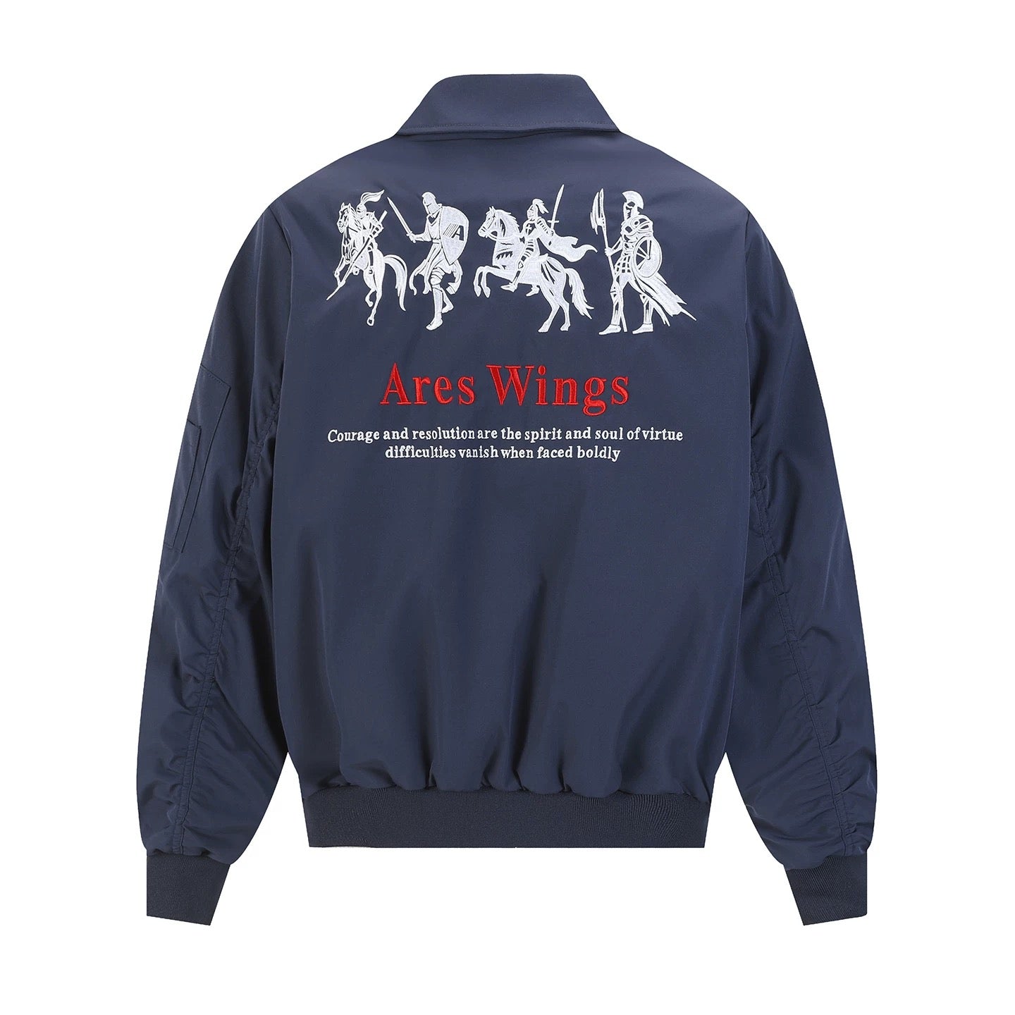 Men’s Embroidered Warhorse Letterman Bomber Jacket – American Street Vintage Flight Jacket T0065