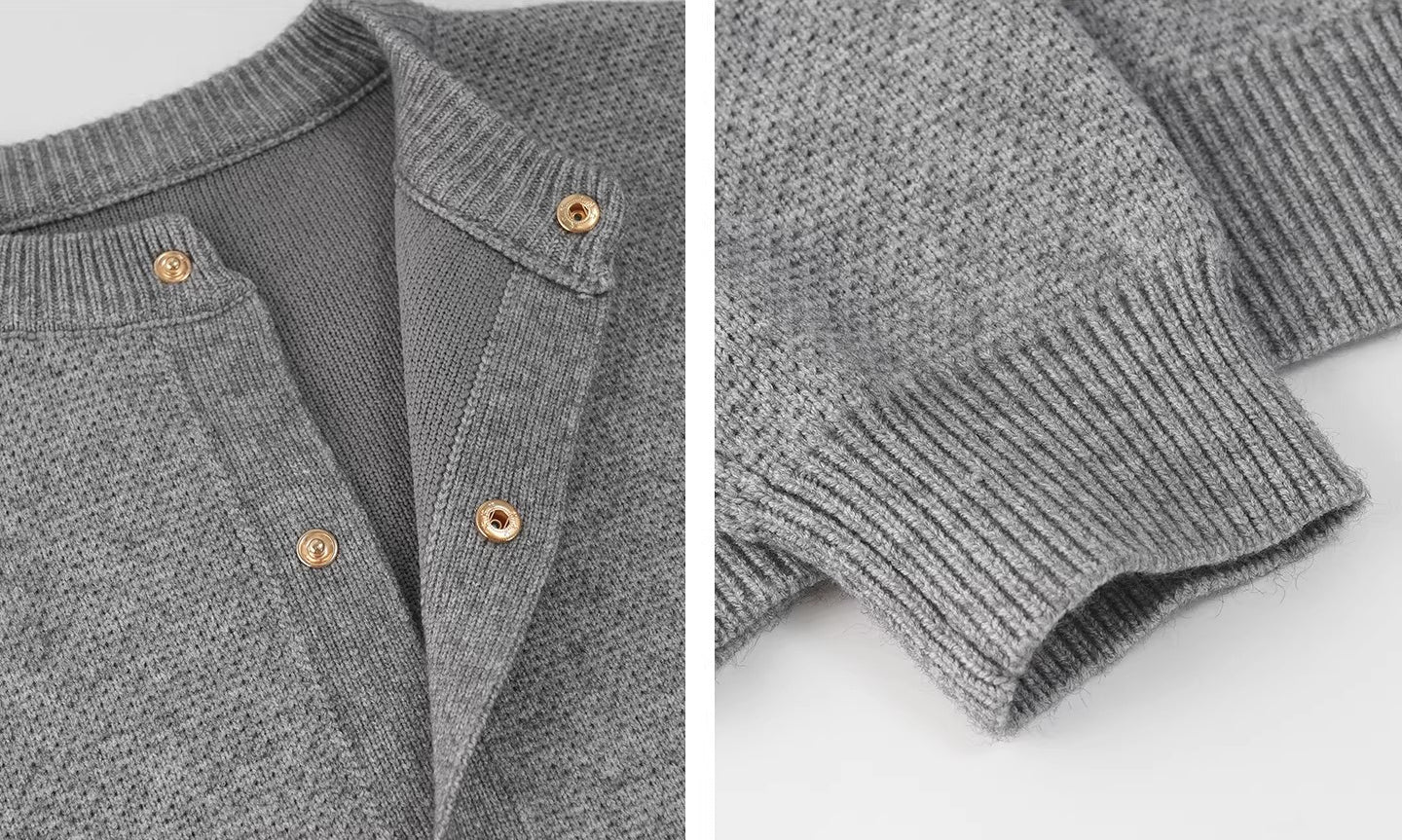 Contrasting button simple cardigan fff0287