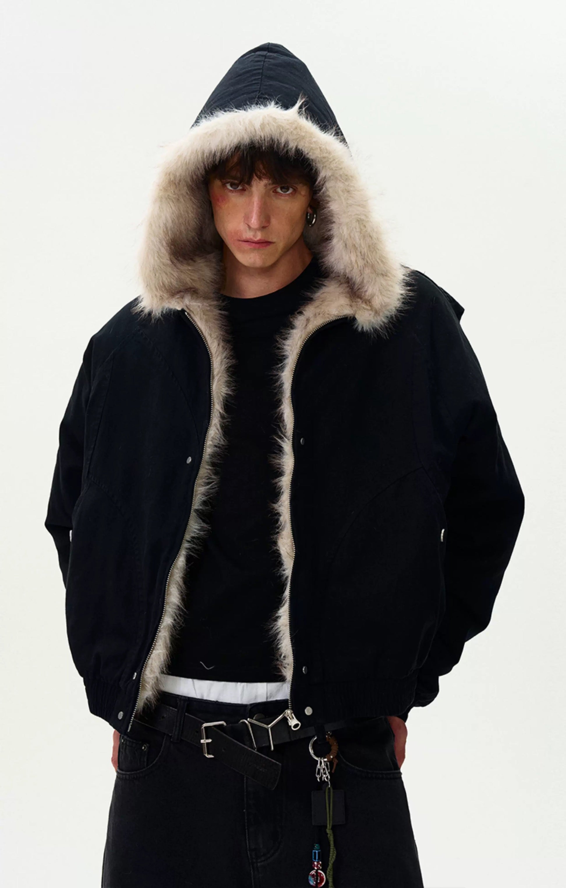 American Vintage Deconstructed Fleece-Lined Jacket – Retro Streetwear Outerwear T0227