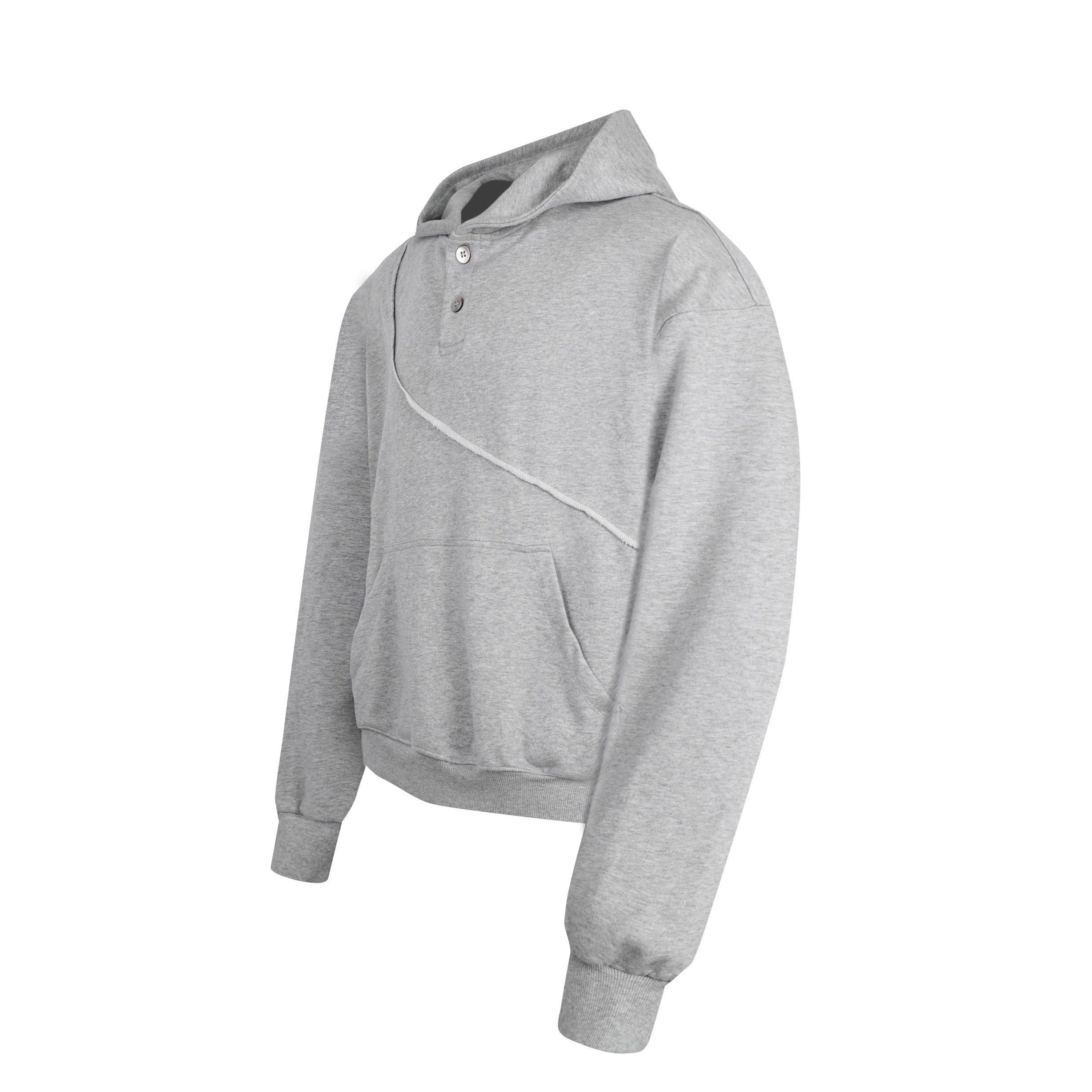 [FLAT ROOM] ASYMMETRIC BUTTON-UP HOODED SWEATSHIRT S0211