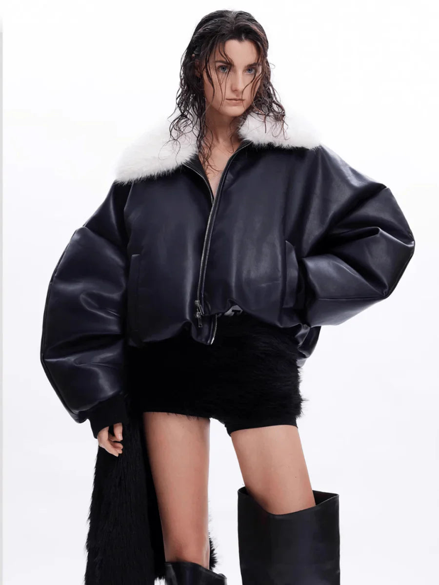 COTTON LEATHER JACKET T0090