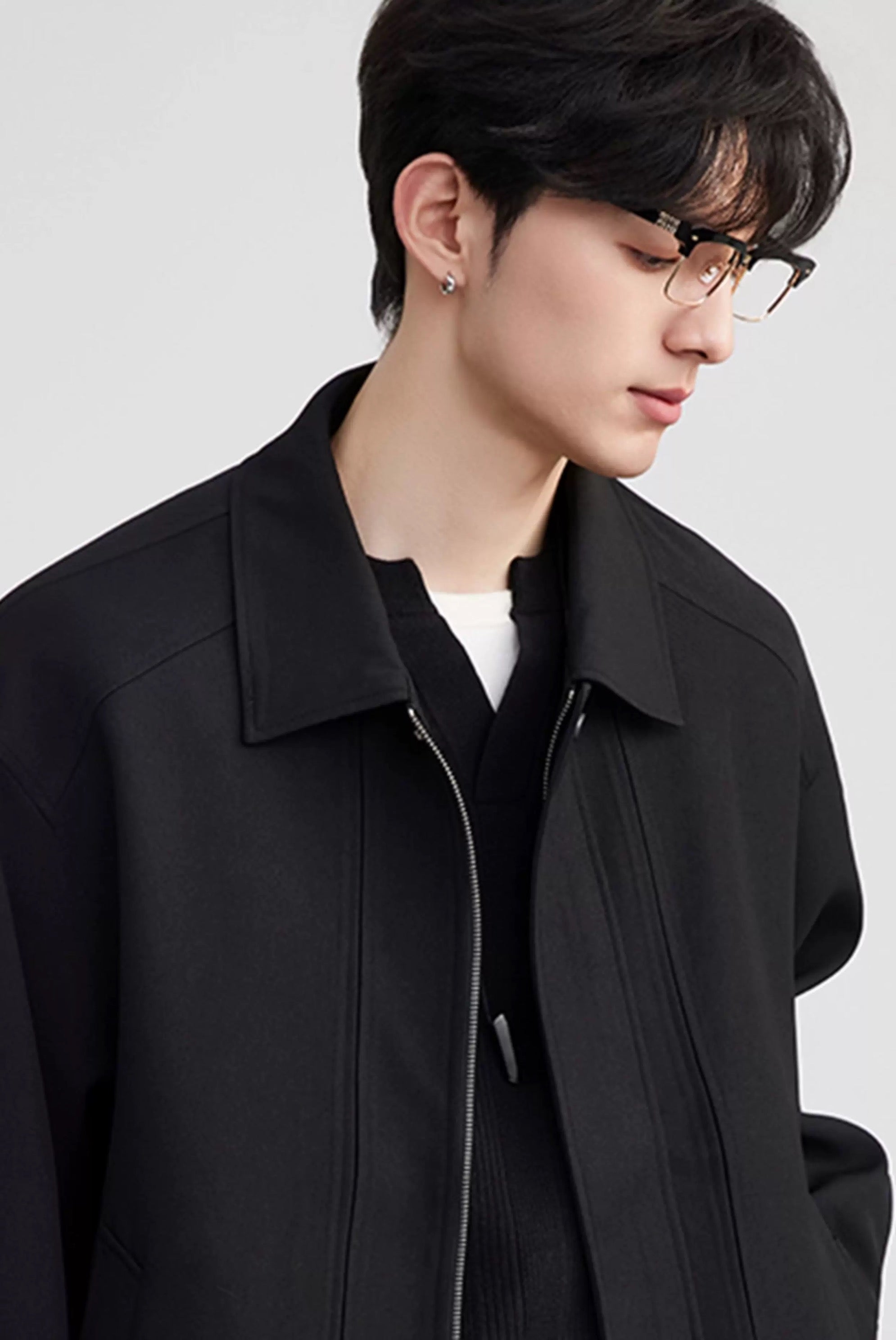 Men’s American Business Collar Jacket – Modern Retro Minimal Street Outerwear T0063