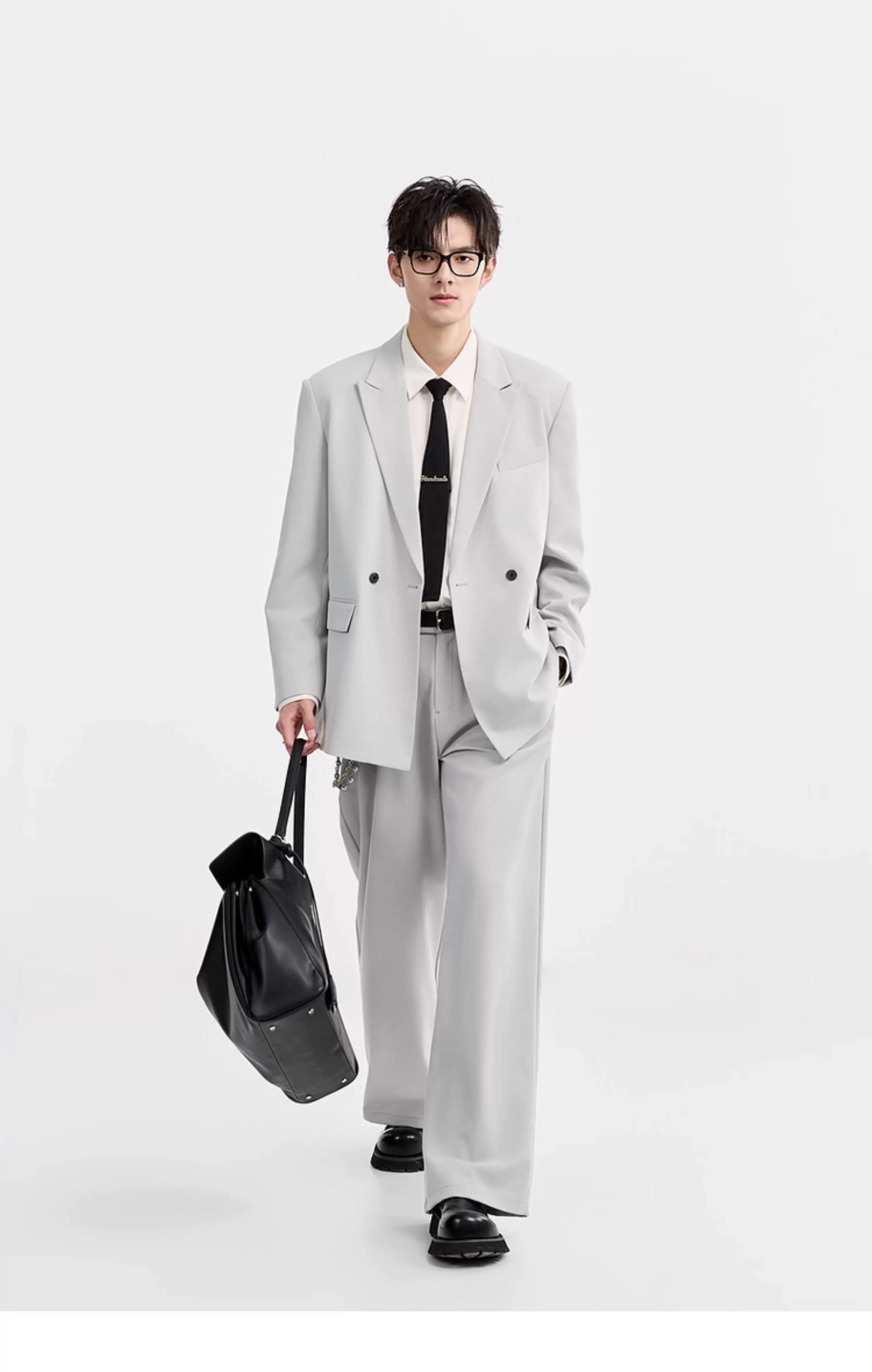 Blazer de lana Tencel Premium - Chaqueta informal de gran tamaño y botonadura sencilla para hombre, para todas las estaciones, T0045