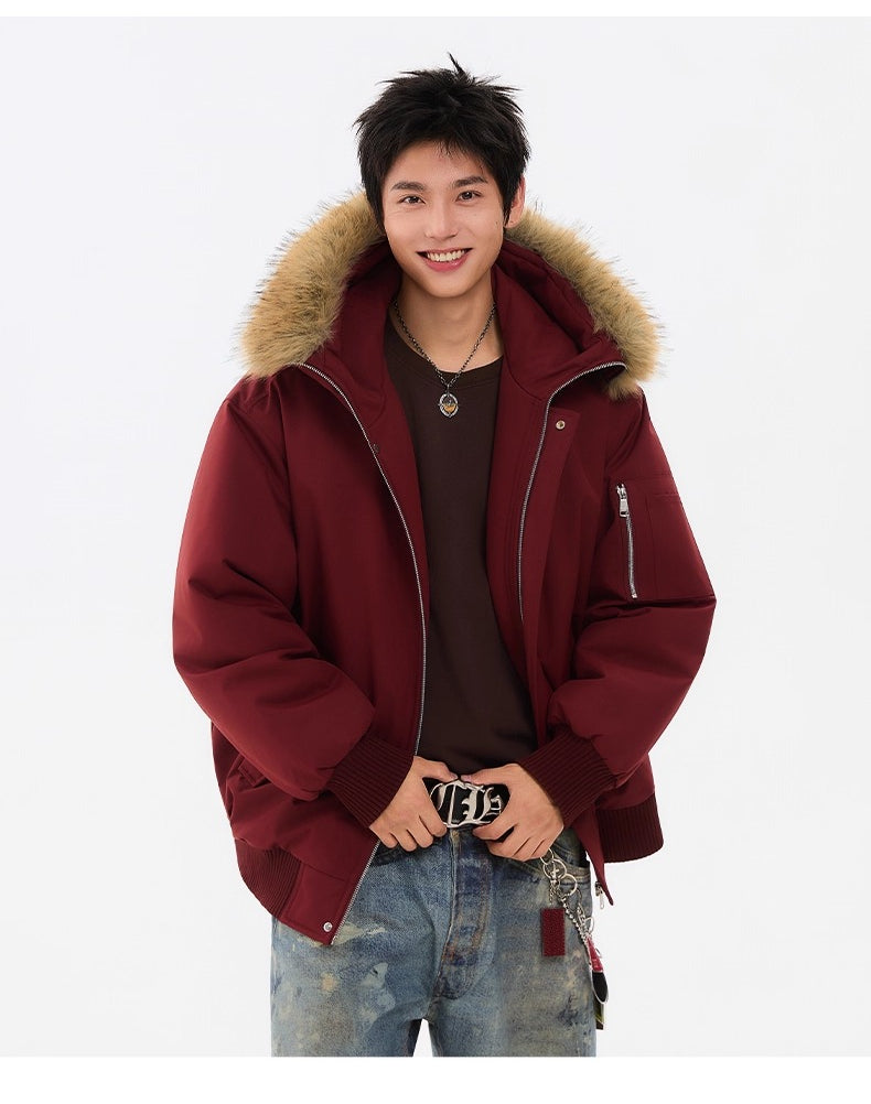 Fur collar hooded cotton jacket T0086