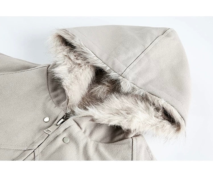 American Vintage Boxy Hooded Padded Jacket – Retro Streetwear Cotton Coat T0226