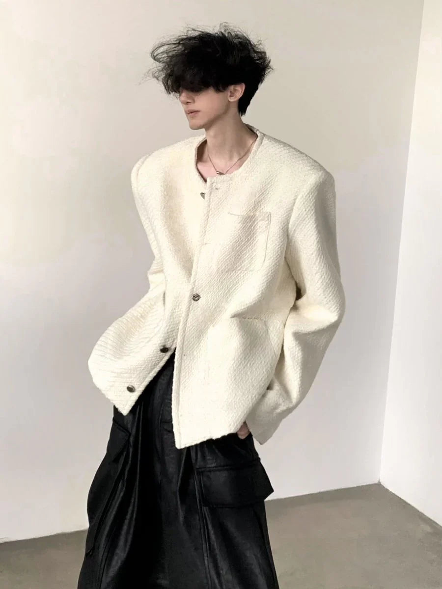 [AUTUMNWIND] WOOL WHITE TWEED JACKET T0119