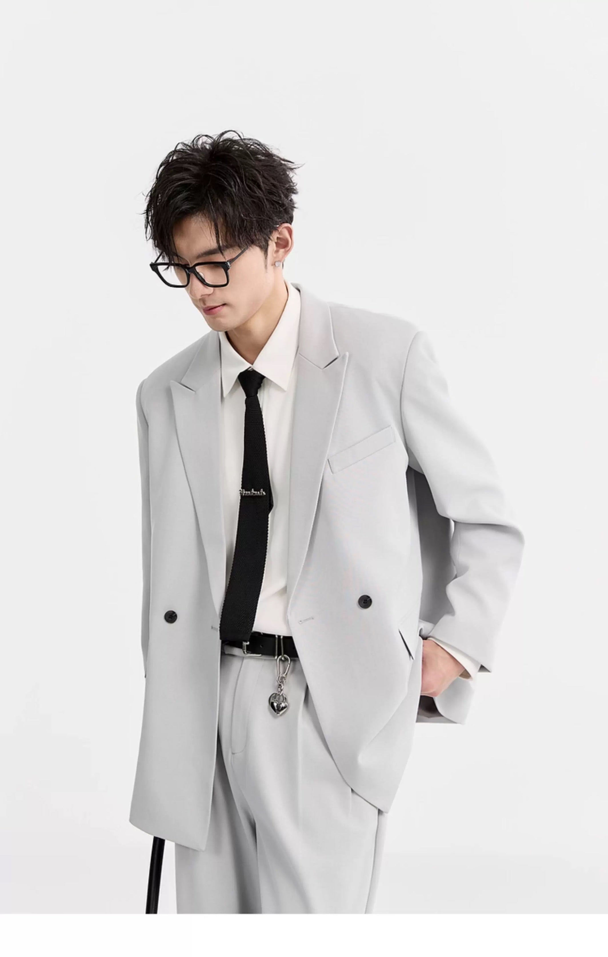 Blazer de lana Tencel Premium - Chaqueta informal de gran tamaño y botonadura sencilla para hombre, para todas las estaciones, T0045