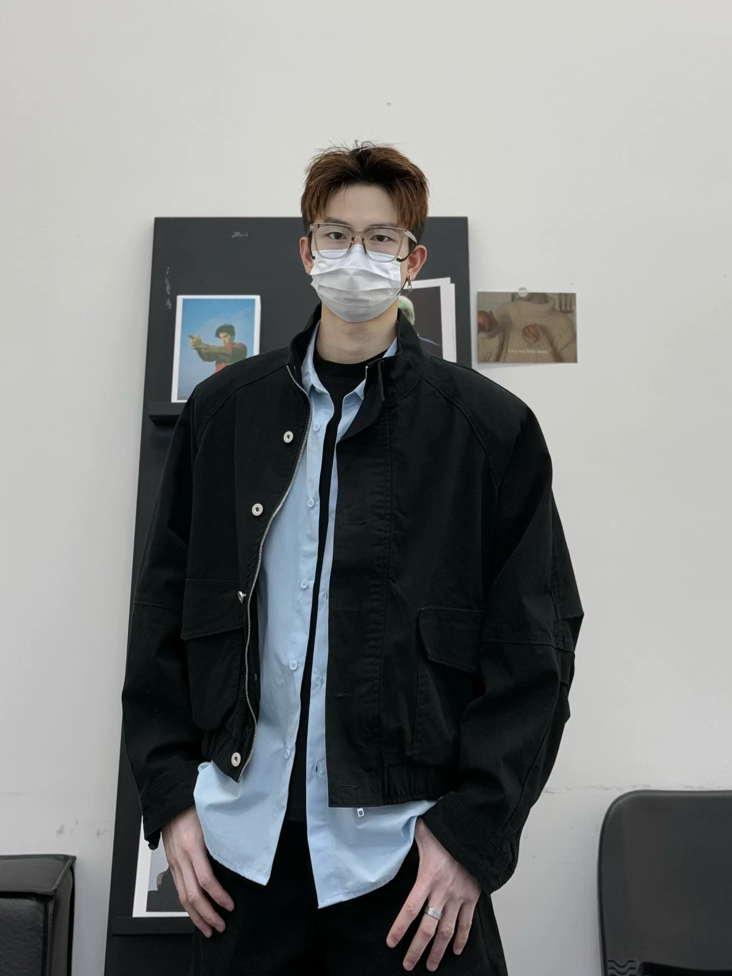 Men’s Short Utility Stand Collar Jacket – Vintage Workwear Streetwear Outerwear T0048