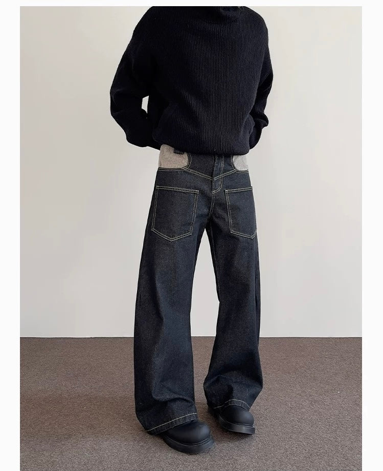 Vaqueros rectos para hombre – Pantalones clásicos de estilo urbano americano vintage B0046