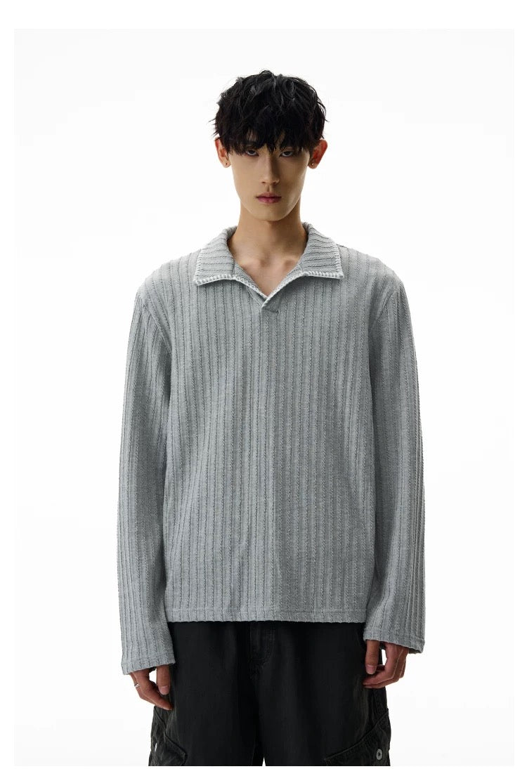 Men’s Long-Sleeve Cotton Polo – Streetwear Style S0015