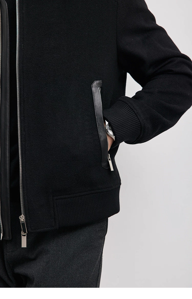 Chaqueta de aviador de piel auténtica – Bomber vintage americana con cremallera y cuello vuelto T0023