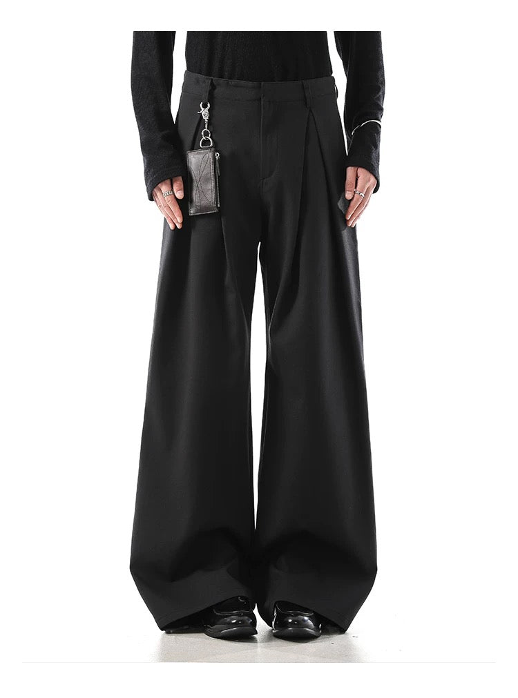 Structured Drape Suit Trousers – High-Street Minimalist Straight-Leg Pants B0041