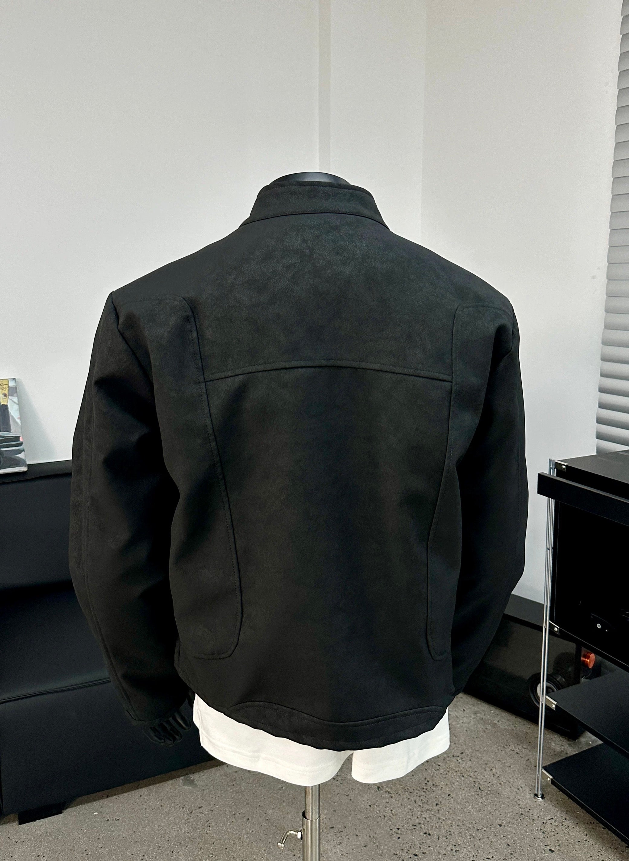 Men’s Deconstructed Patchwork Stand Collar Jacket – American Retro Street Outerwear T0137