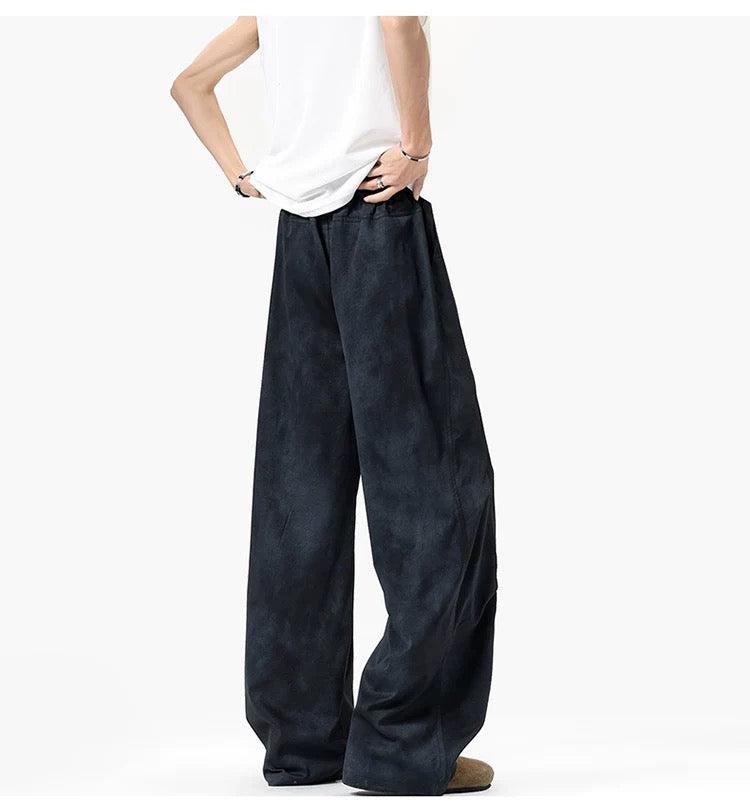 Wrinkled Washed Cargo Pants – American Vintage Dirty Dye Workwear Trousers B0048