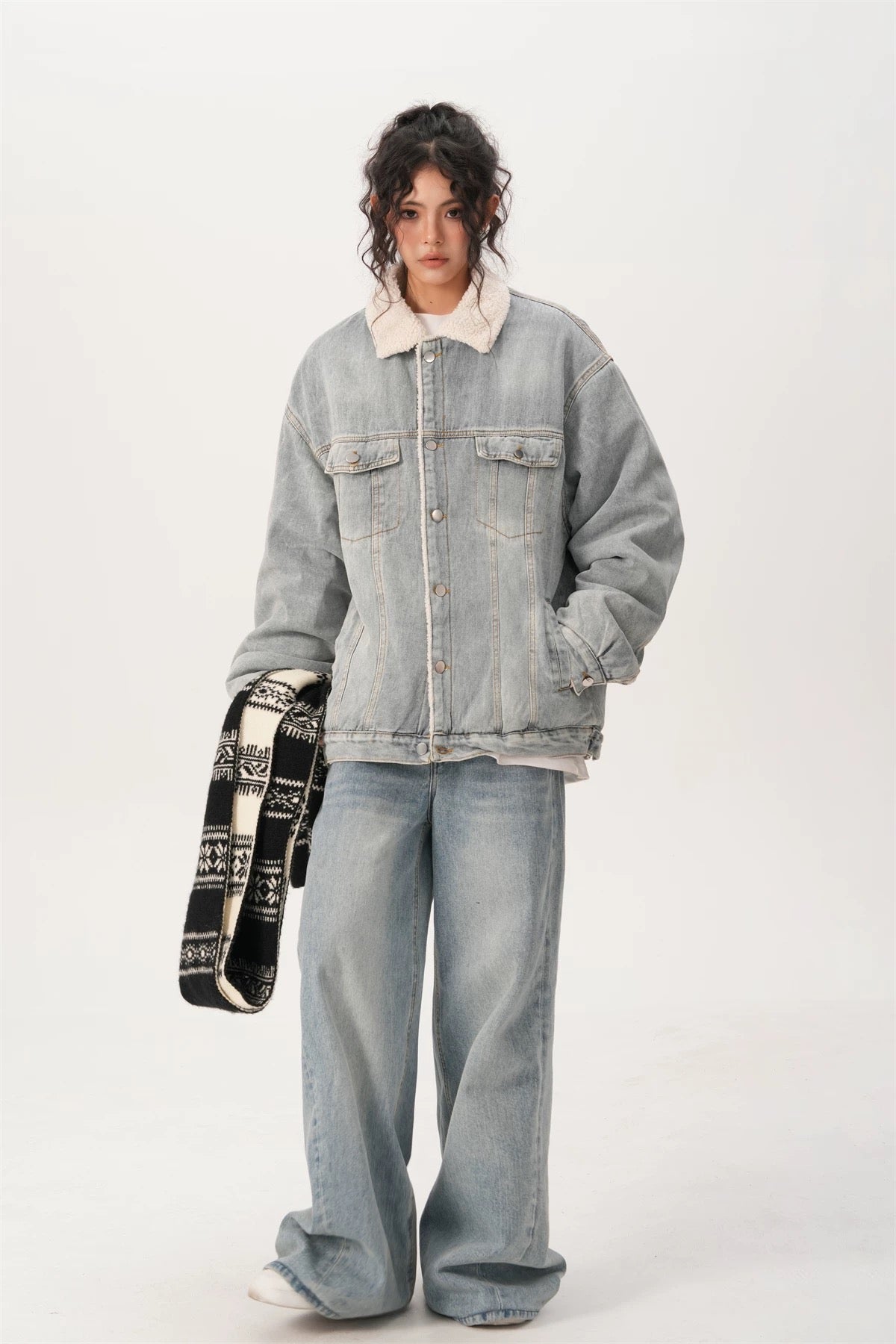 Men’s Vintage Denim Jacket – American Retro Washed Jean Outerwear T0068