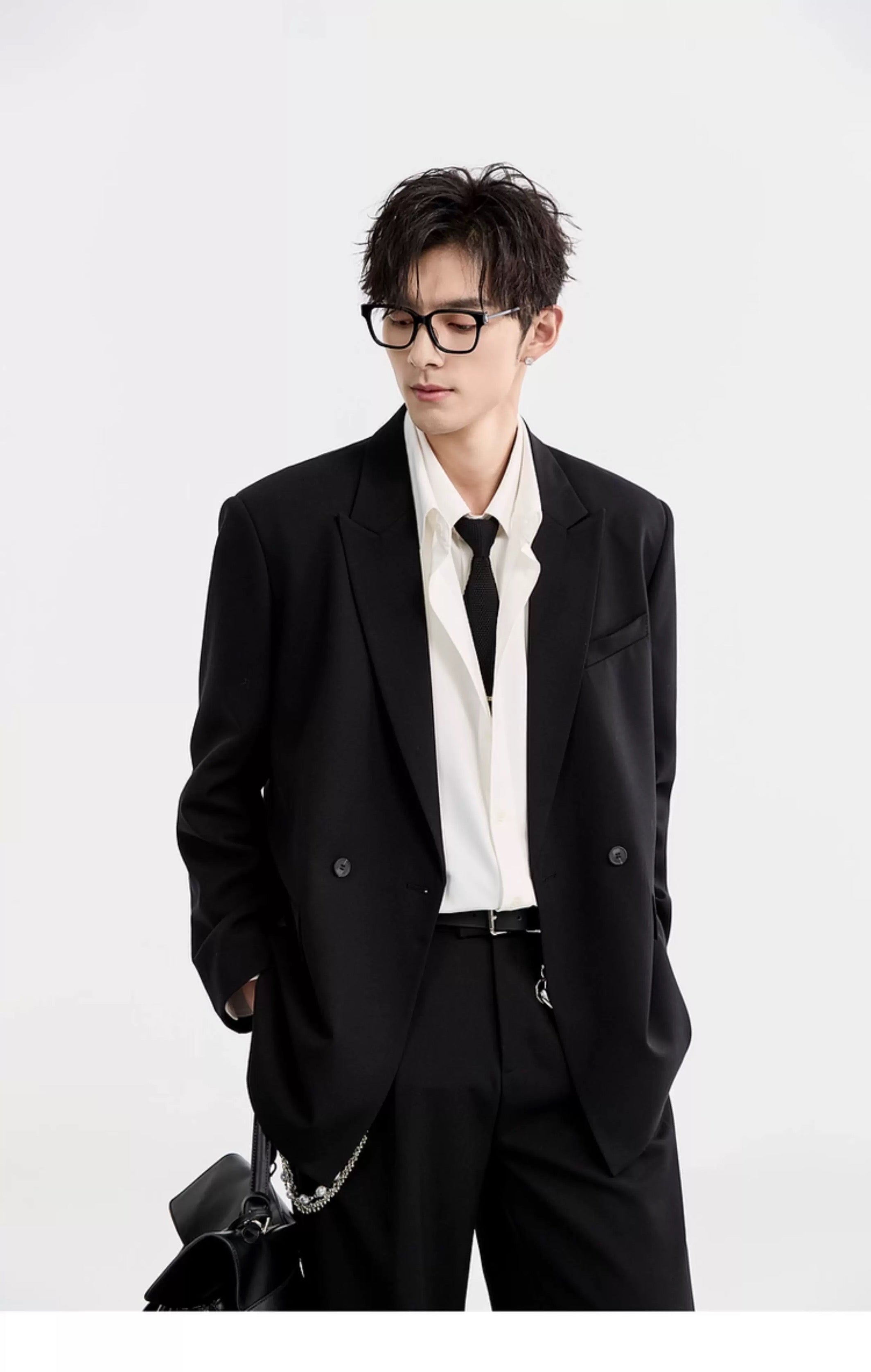 Blazer de lana Tencel Premium - Chaqueta informal de gran tamaño y botonadura sencilla para hombre, para todas las estaciones, T0045