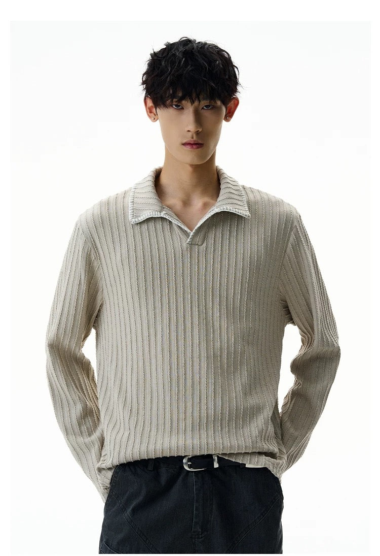 Men’s Long-Sleeve Cotton Polo – Streetwear Style S0015