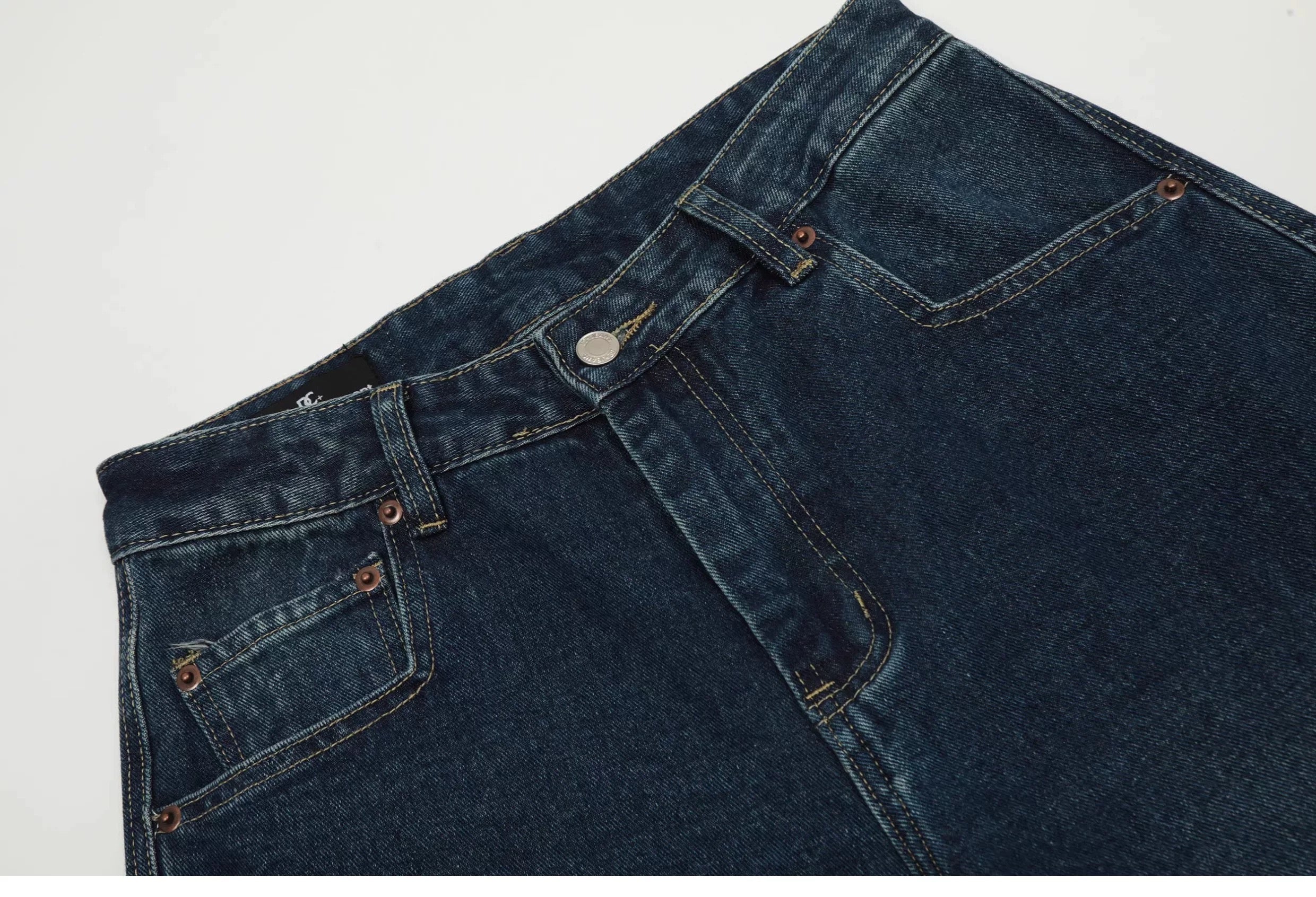 Vaqueros vintage americanos multibolsillos: pantalones vaqueros holgados de trabajo urbanos B0060