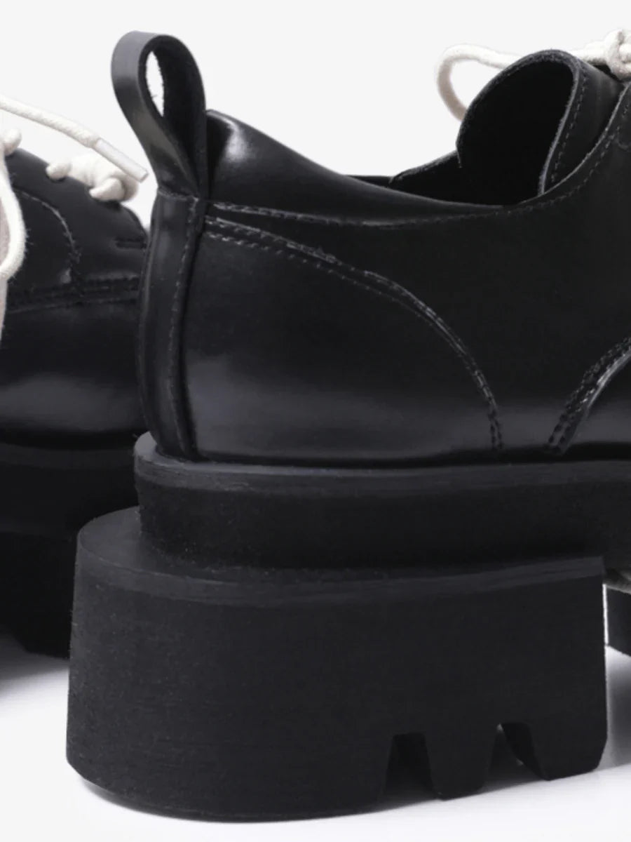 LEATHER SQUARE HEAD LACE-UP DERBY SHOES S063