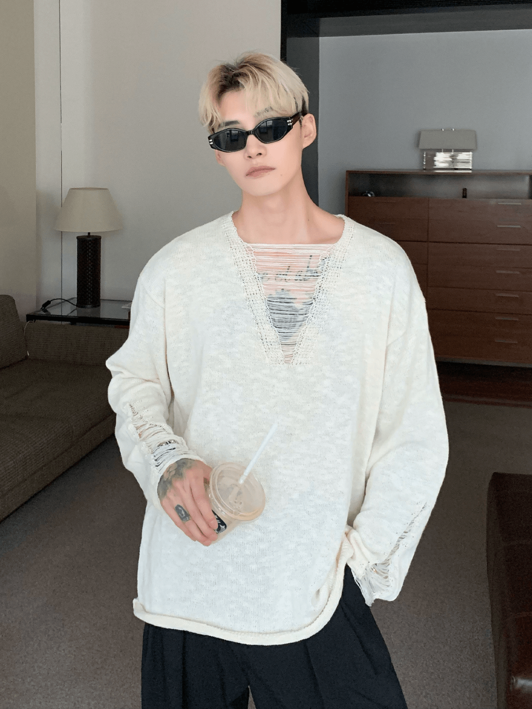 [CUIBUJU] V-neck loose trend within shirt J0115