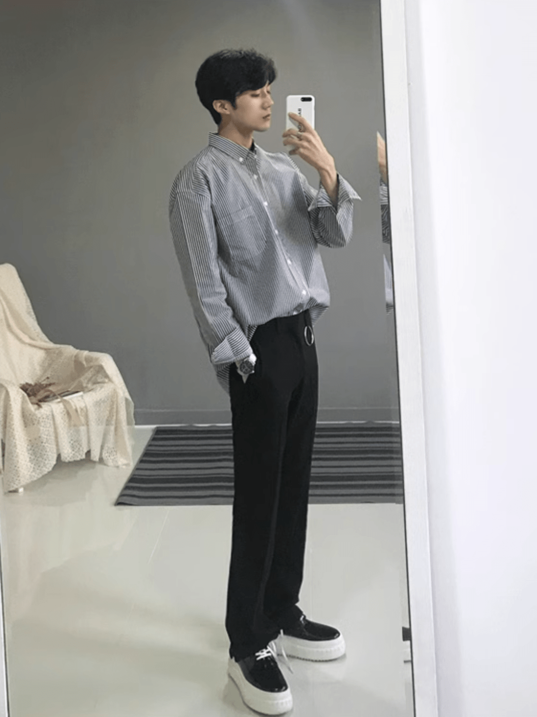 [MRCYC] Autumn long-sleeved striped shirt men J0113